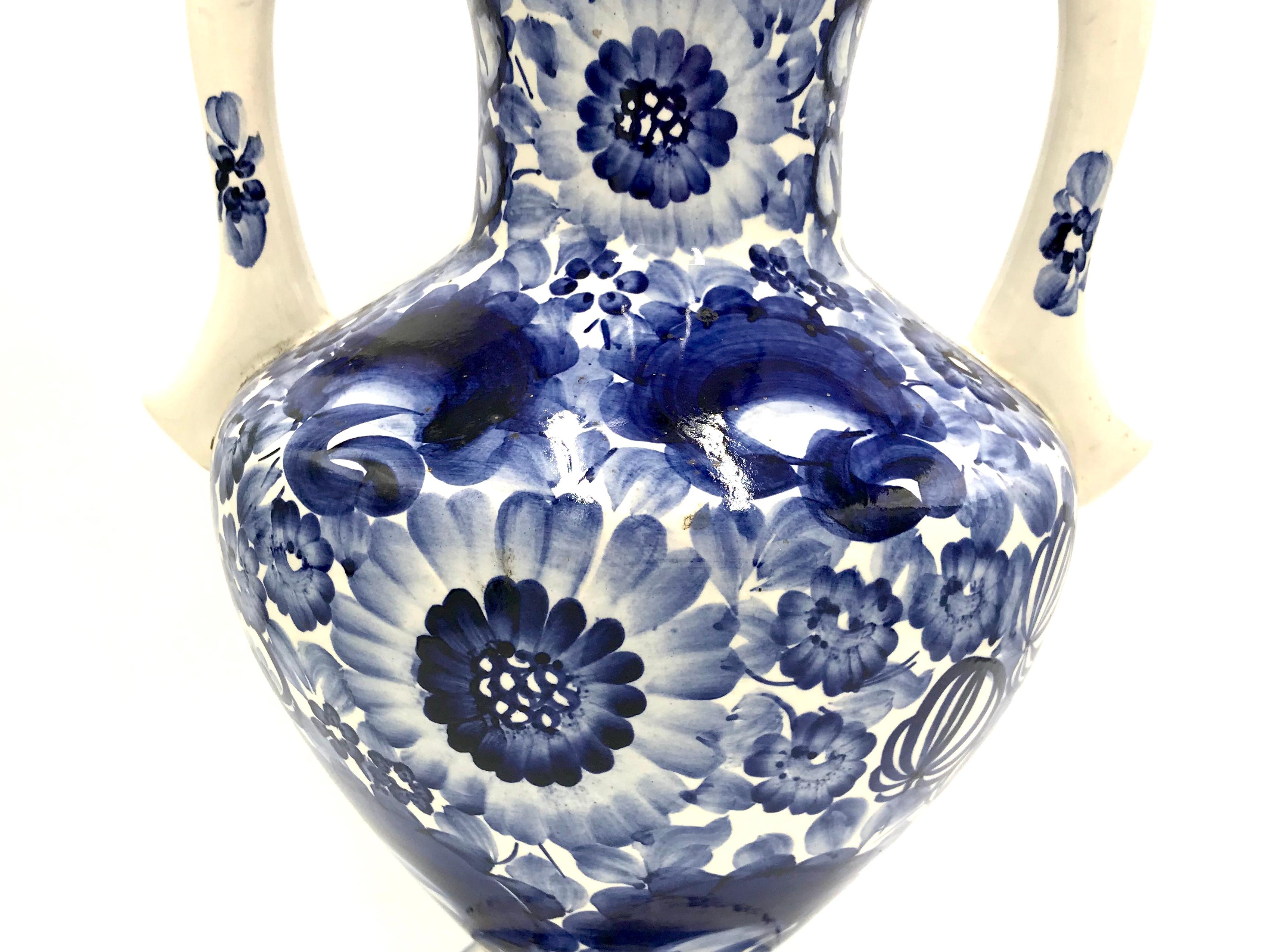 Włocławek Vase Hand Painted, Faience, Poland, 1960/70s In Good Condition In Chorzów, PL