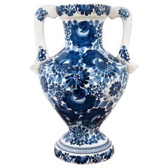 Włocławek Vase Hand Painted, Faience, Poland, 1970s