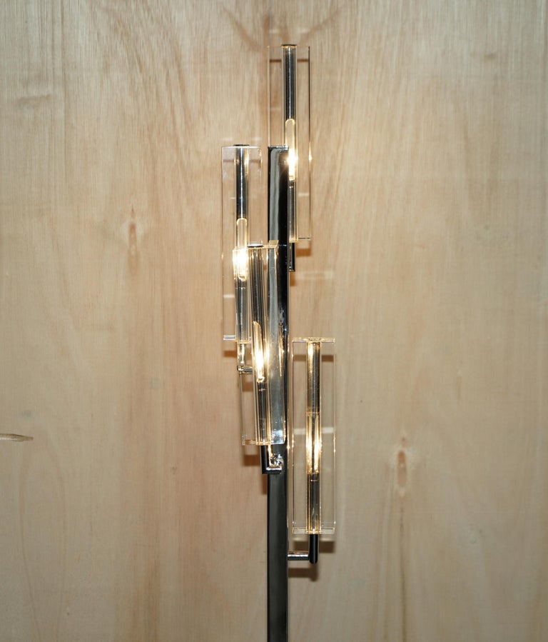 Cut Glass Wofi Leuchten Chrome Floor Standing Lamp with Lovely Light Covers For Sale