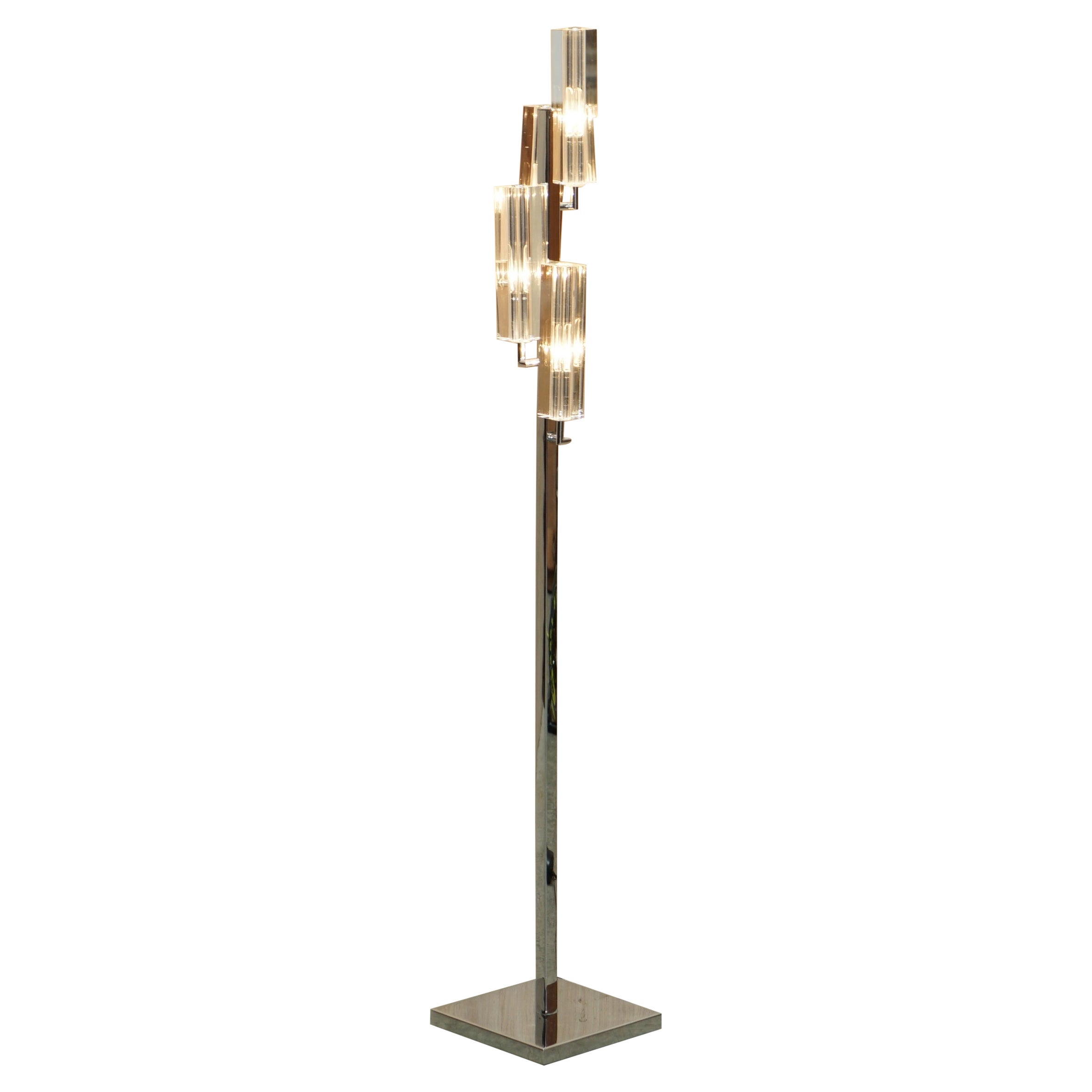 Wofi Leuchten Chrome Floor Standing Lamp with Lovely Light Covers