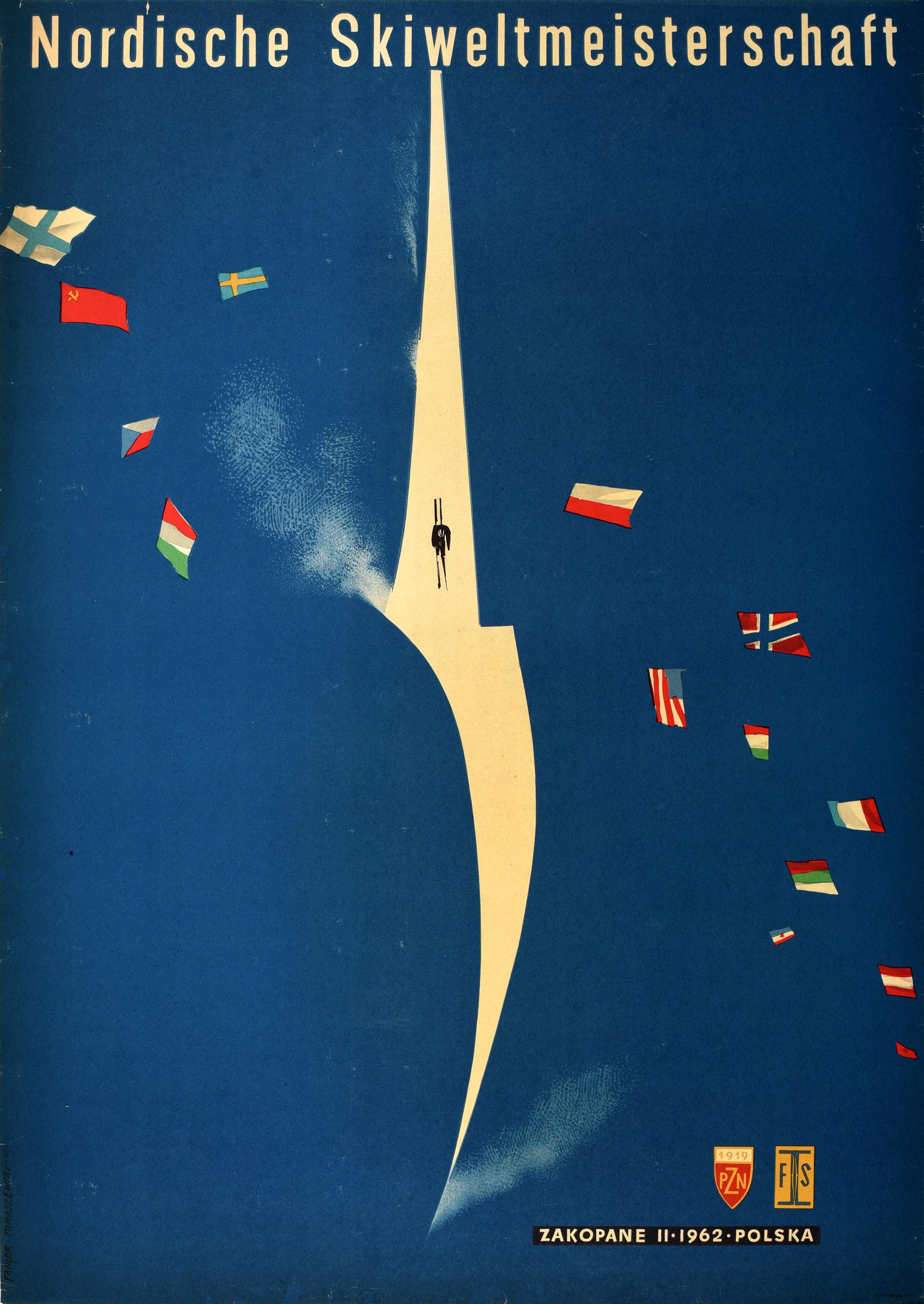 Wojciech Fangor Print - Original Vintage Winter Sport Poster Nordic World Ski Championships Poland Art