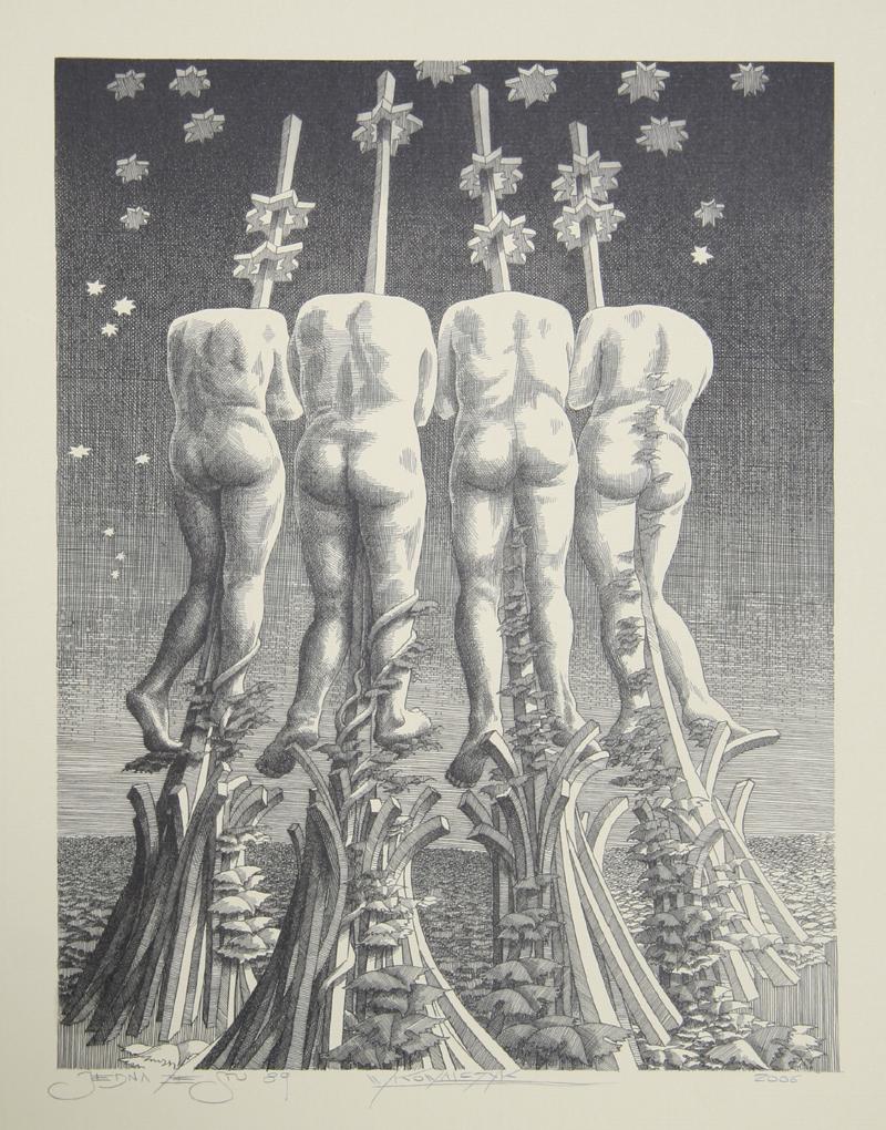 Untitled - IV, Surrealist Lithograph by Wojtek Kowalczyk