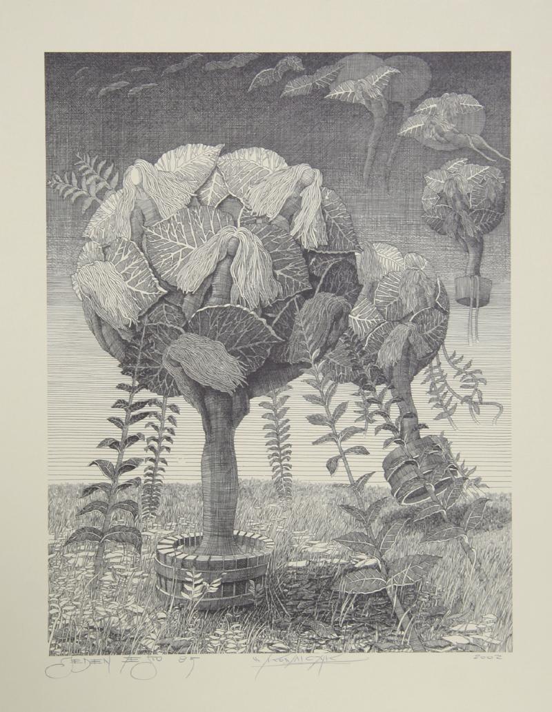 Untitled XIV, Surrealist Lithograph by Wojtek Kowalczyk