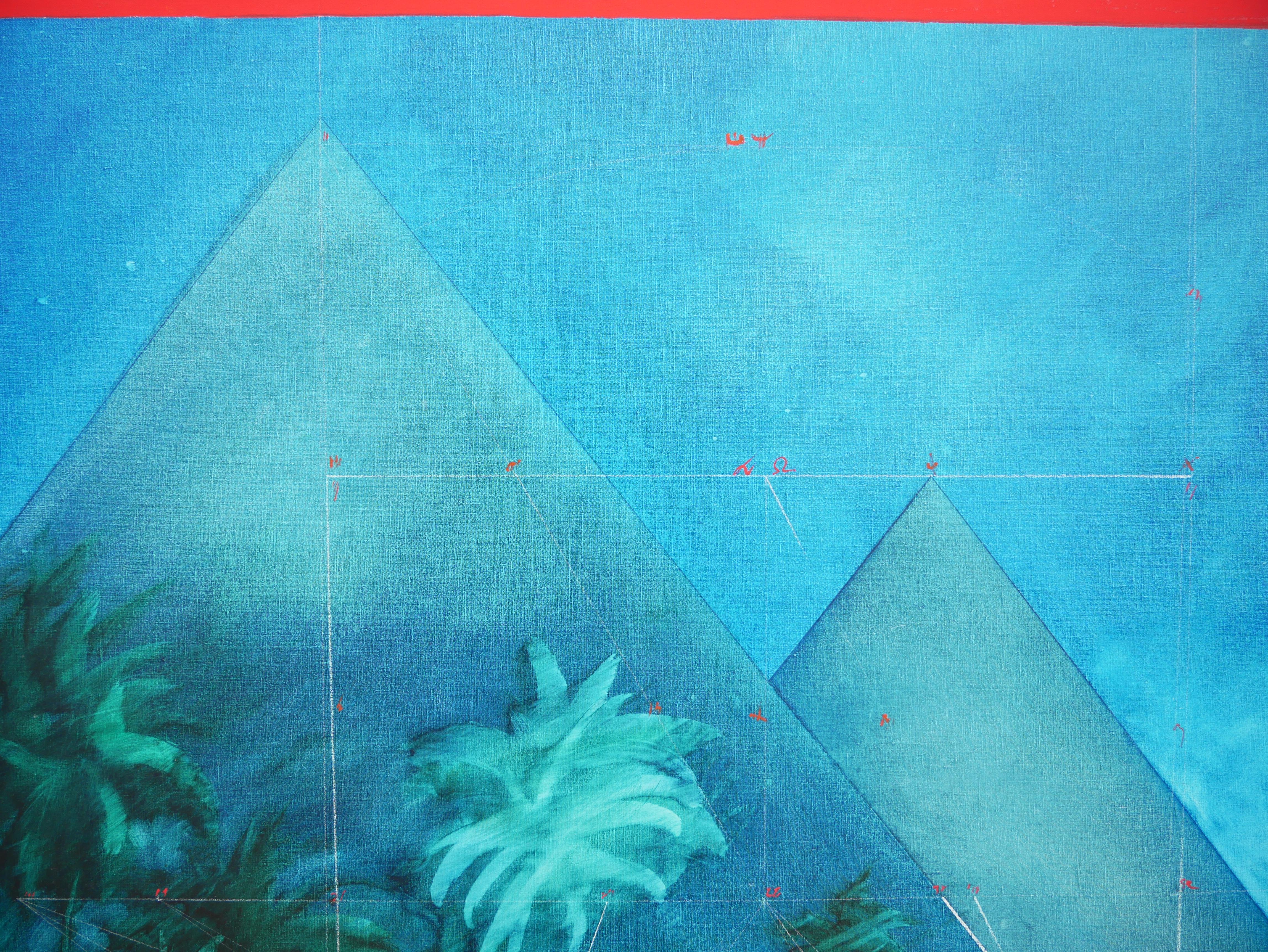 Peinture horizontale moderne contemporaine de paysage de plage tropicale bleue 2