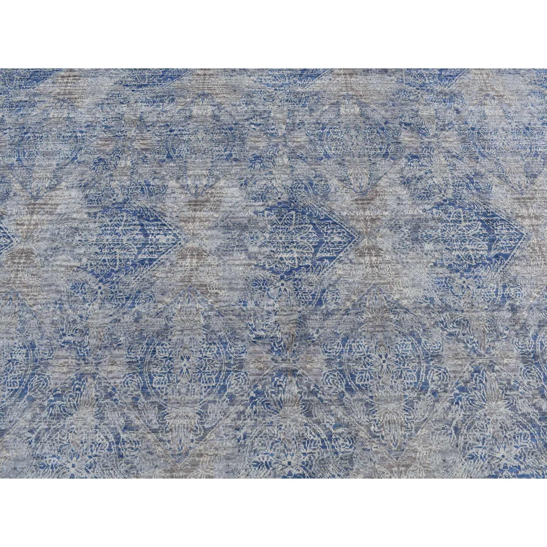 Seta Wolf Gray Broken Rosette Design Tappeto in lana e seta annodato a mano 9'0