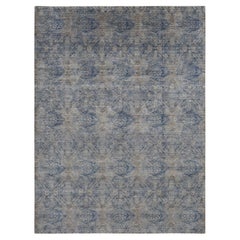 Tapis gris Wolf Broken Rosette Design noué à la main en laine et soie 9'0" x 12'0"