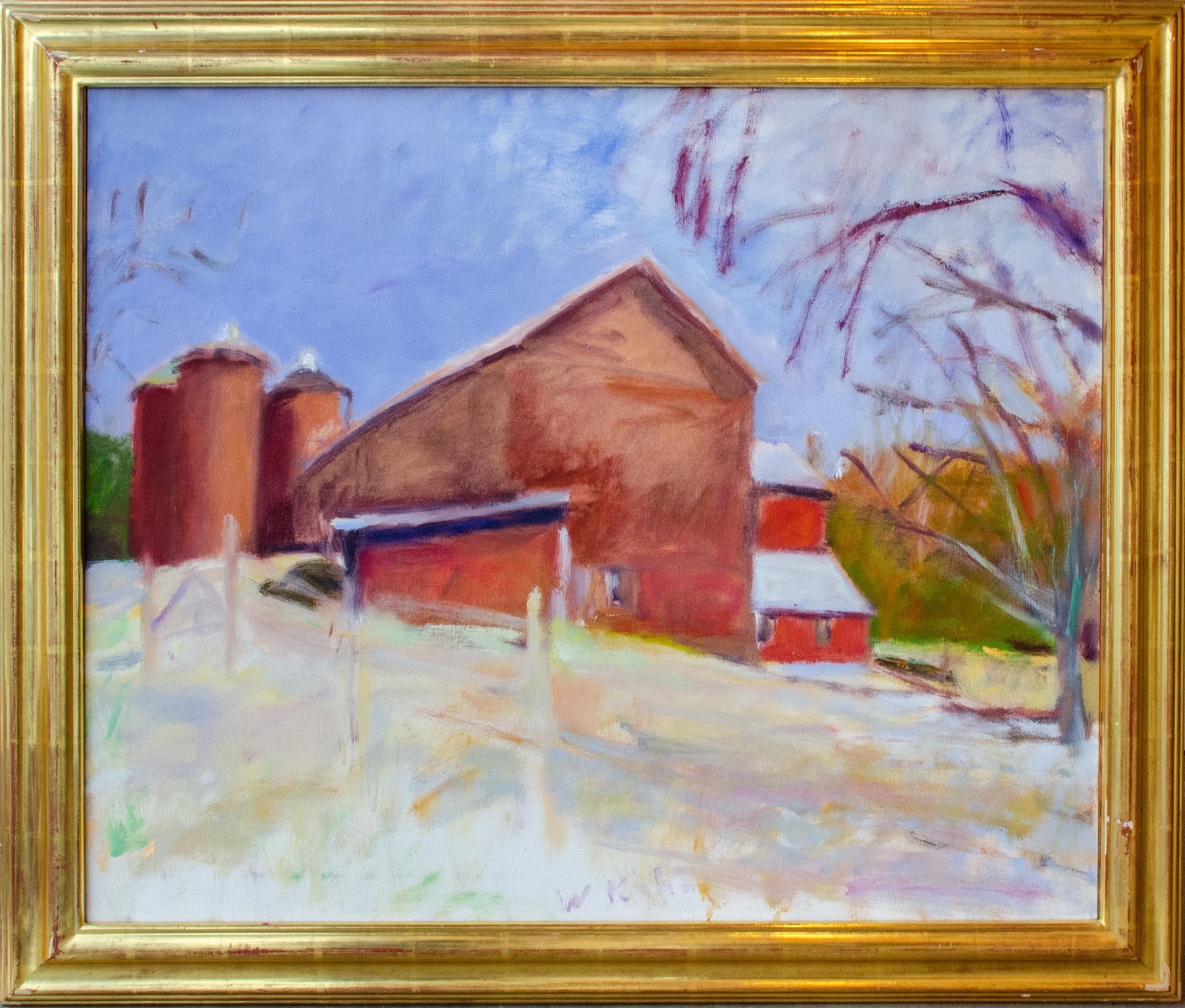 « Barns and Silos in New Jersey » Wolf Kahn, paysage, impressionniste abstrait en vente 1