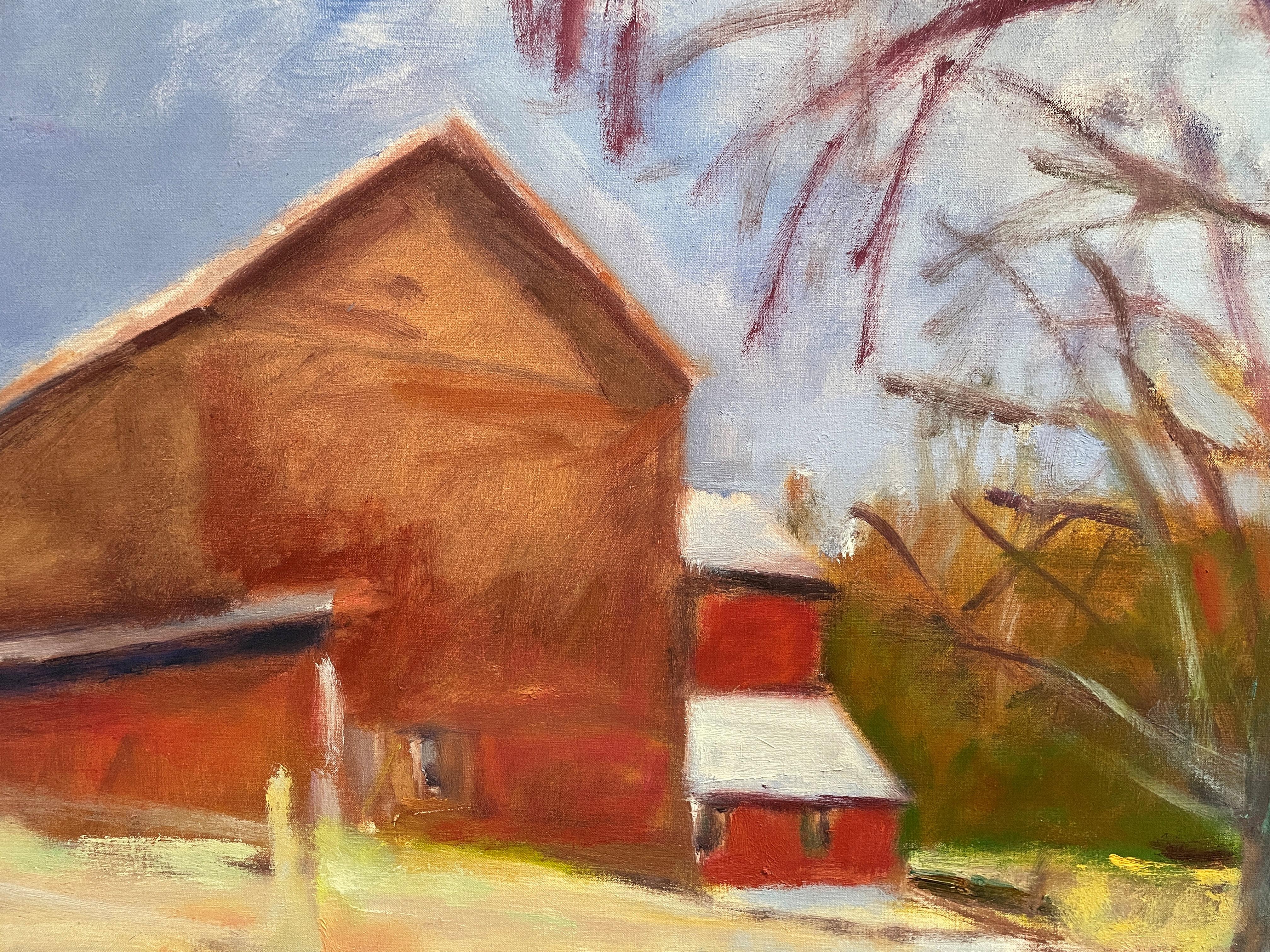 « Barns and Silos in New Jersey » Wolf Kahn, paysage, impressionniste abstrait en vente 4