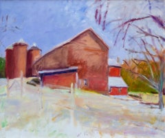Vintage "Barns and Silos in New Jersey" Wolf Kahn, Landscape, Abstract Impressionist