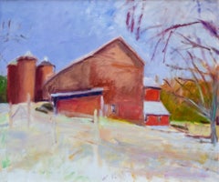 "Barns and Silos in New Jersey" Wolf Kahn, Landscape, Abstract Impressionist
