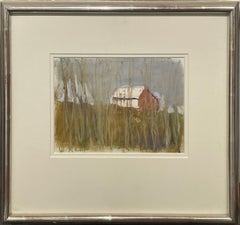"Behind Reeds" Wolf Kahn, Vermont Marsh Landscape with Trees and Barn, Pastels