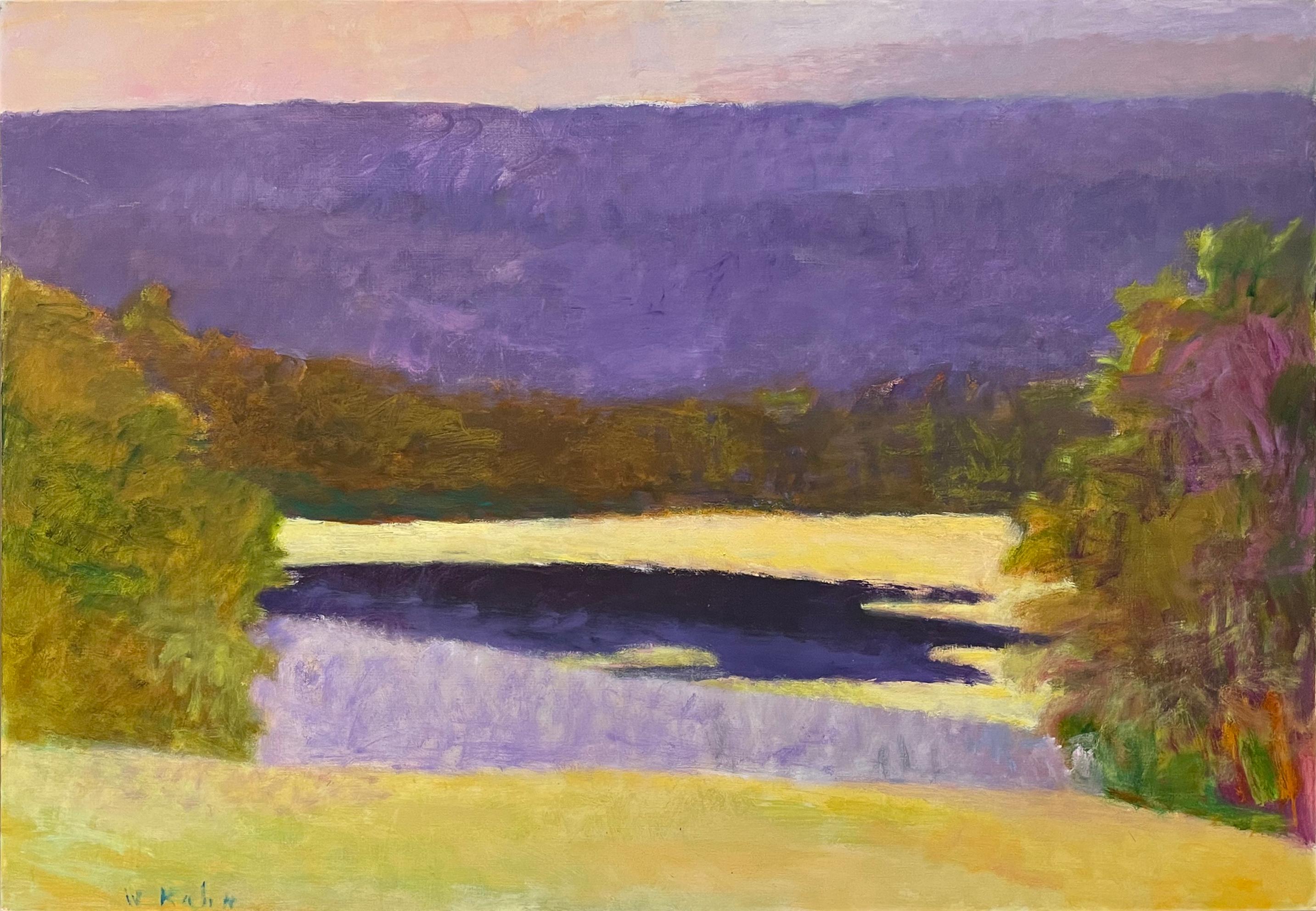 Wolf Kahn Landscape Painting - Dark Beaver Pond