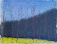 Wolf Kahn, paysage foncé diagonal du Vermont avec arbres et pastels