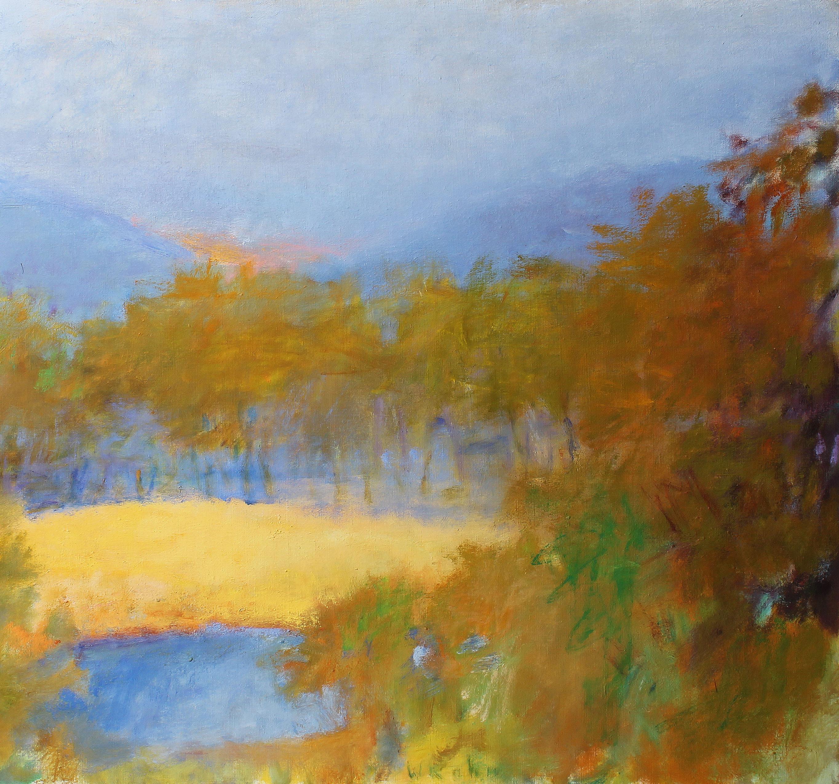 Modernist landscape painting by Wolf Kahn (b.1927).  Titled, 