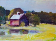 Vintage "Off Route #5, Guilford, Vermont" Wolf Kahn, New England Landscape with Barn