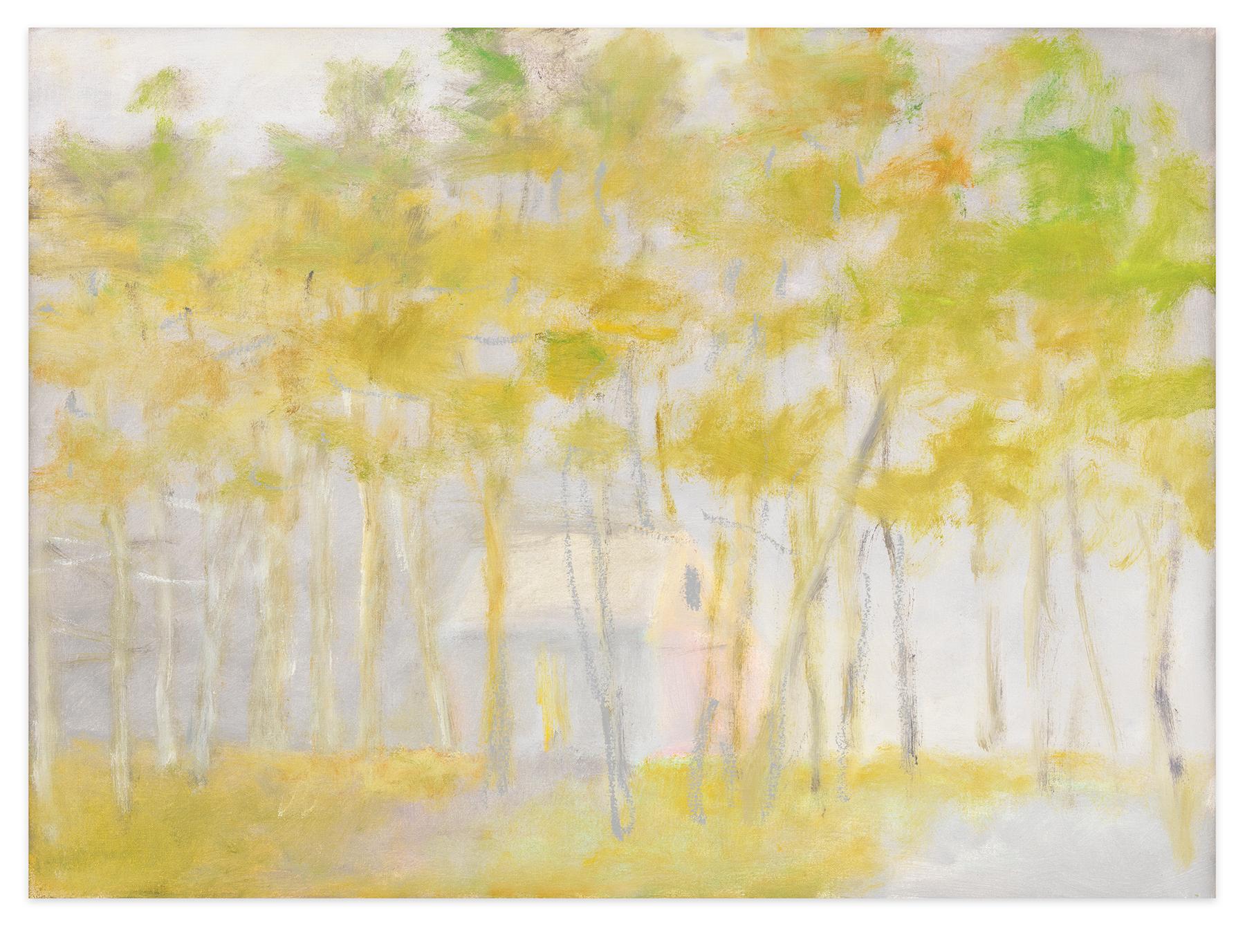 Abstract Painting Wolf Kahn - Maison pâle au milieu d'arbres
