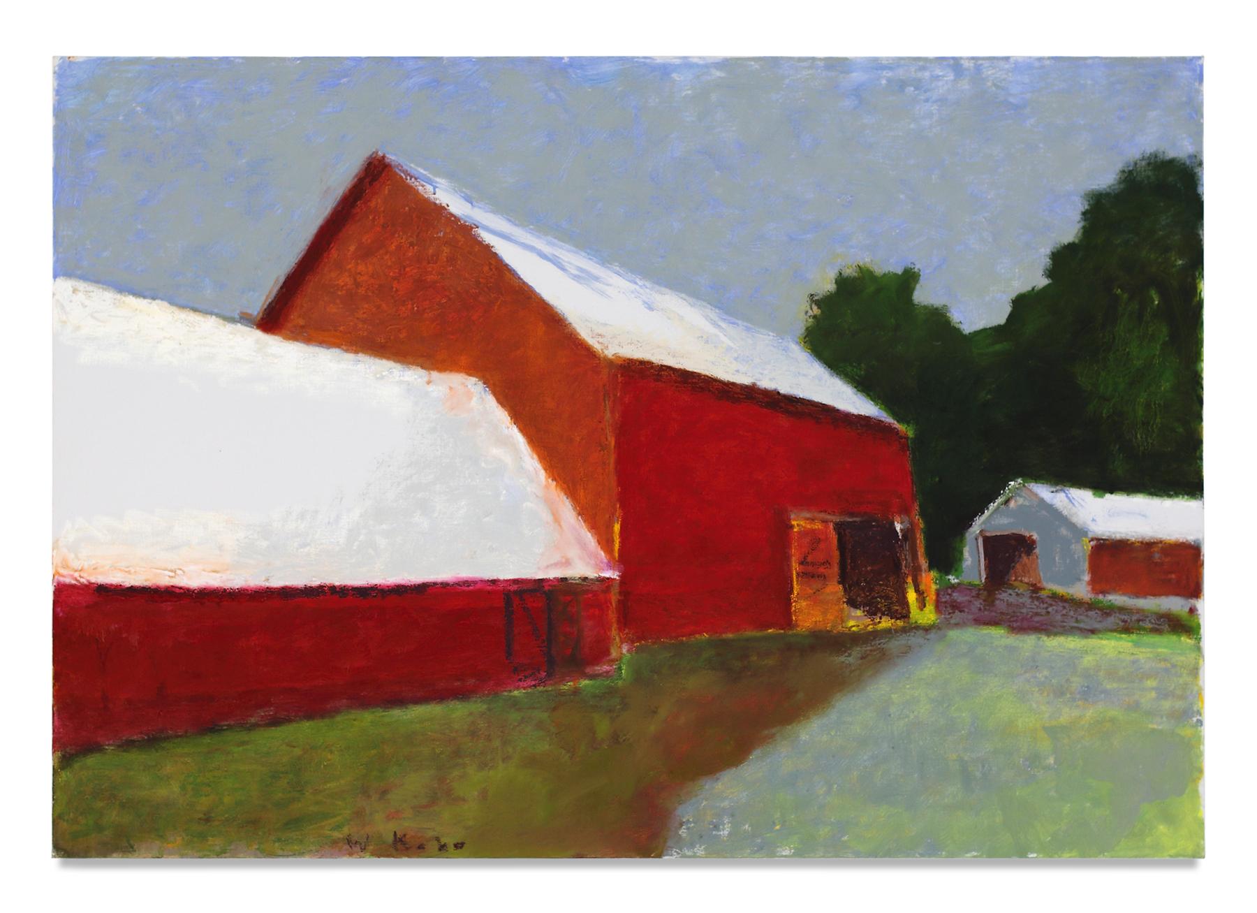 Wolf Kahn Abstract Painting - Red Barns