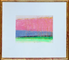 "Strong Pink" Wolf Kahn, Vermont Landscape with Trees, Pastels