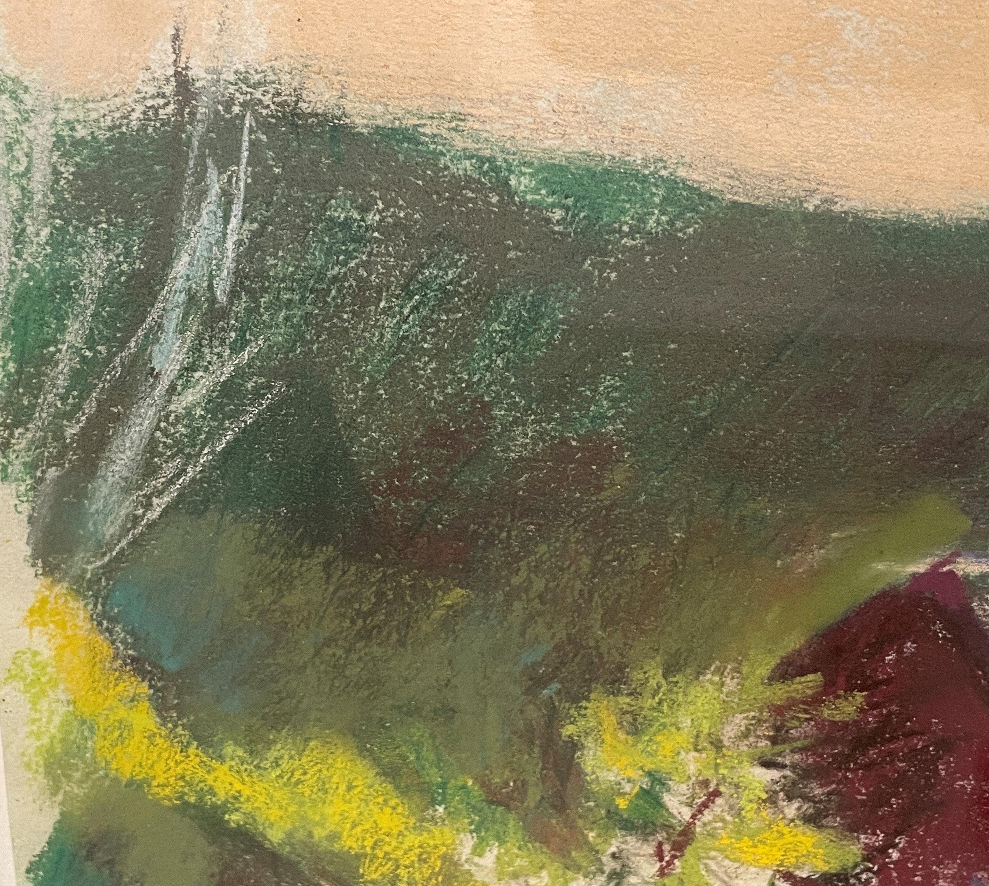 « Summer Studio » Wolf Kahn, paysage du Vermont, impressionniste abstrait, pastels en vente 4