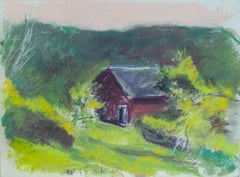 „Summer Studio“ Wolf Kahn, Vermont, Landschaft, abstrakter Impressionist, Pastellfarben