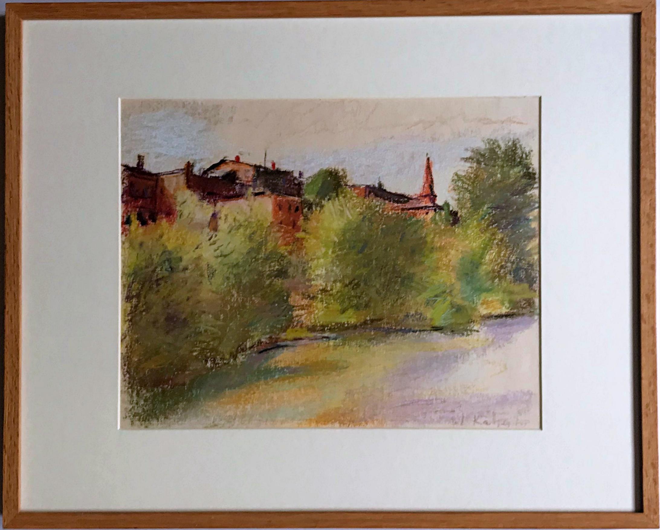 Wolf Kahn, signed, unique pastel painting, provenance Brattleboro Museum, Framed 1