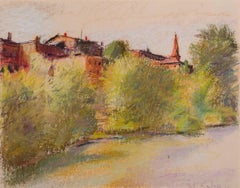 Wolf Kahn, signiertes, einzigartiges Pastellgemälde, Herkunft Brattleboro Museum, gerahmt