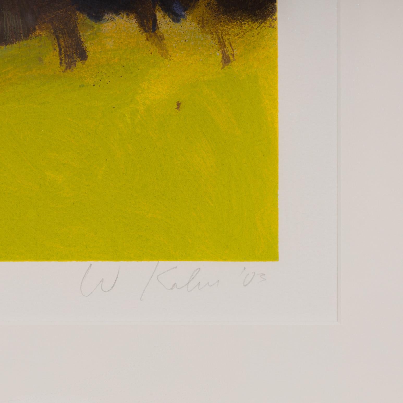 Barn and Forsythia III (Zeitgenössisch), Print, von Wolf Kahn