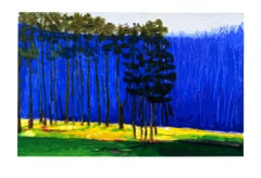 "Dark Pines" Wolf Kahn 28 × 39.5" Contemporary Landscape