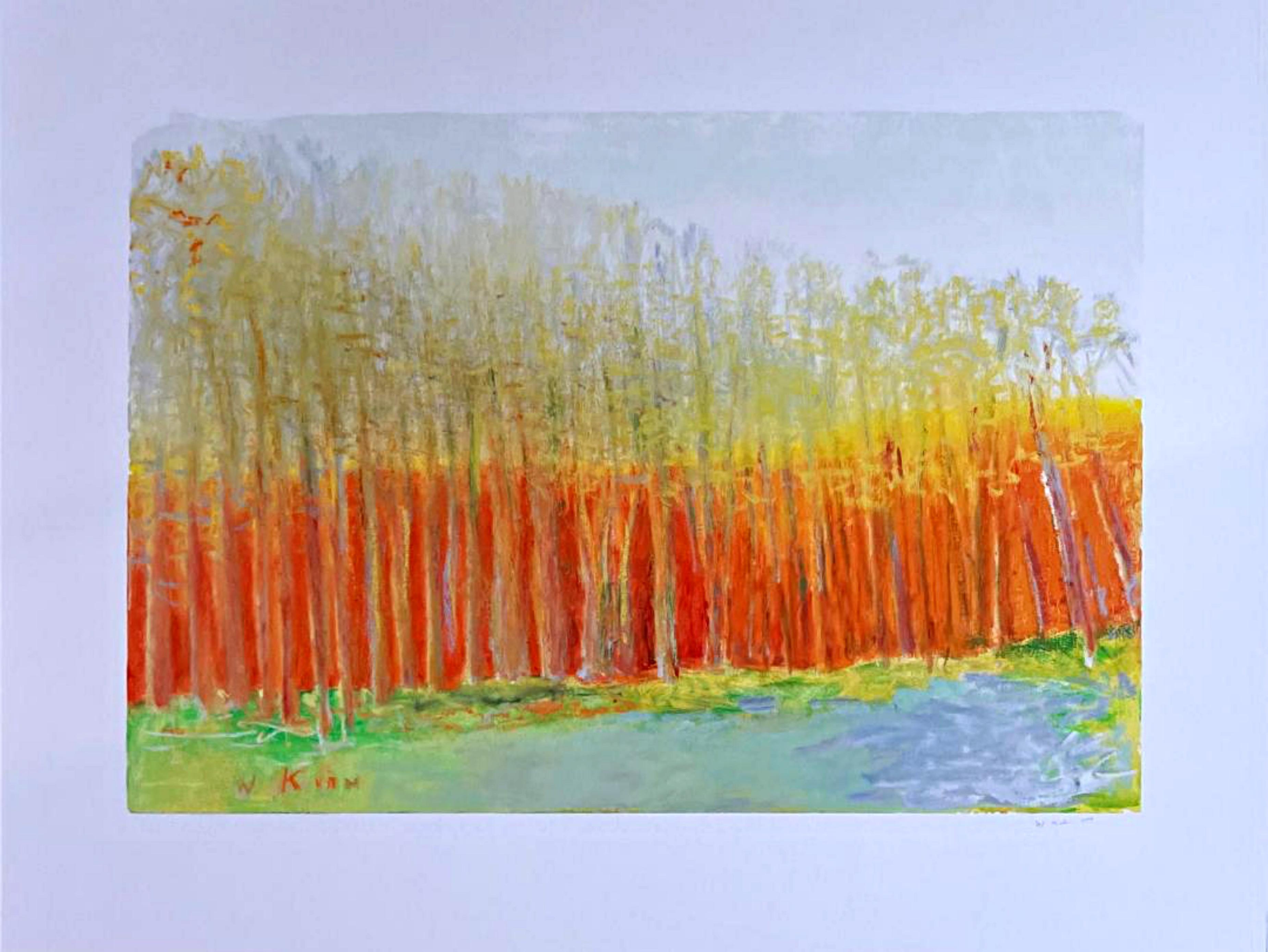 Orange Behind the Trees (with letter of authenticity from Museum Director) - Print by Wolf Kahn