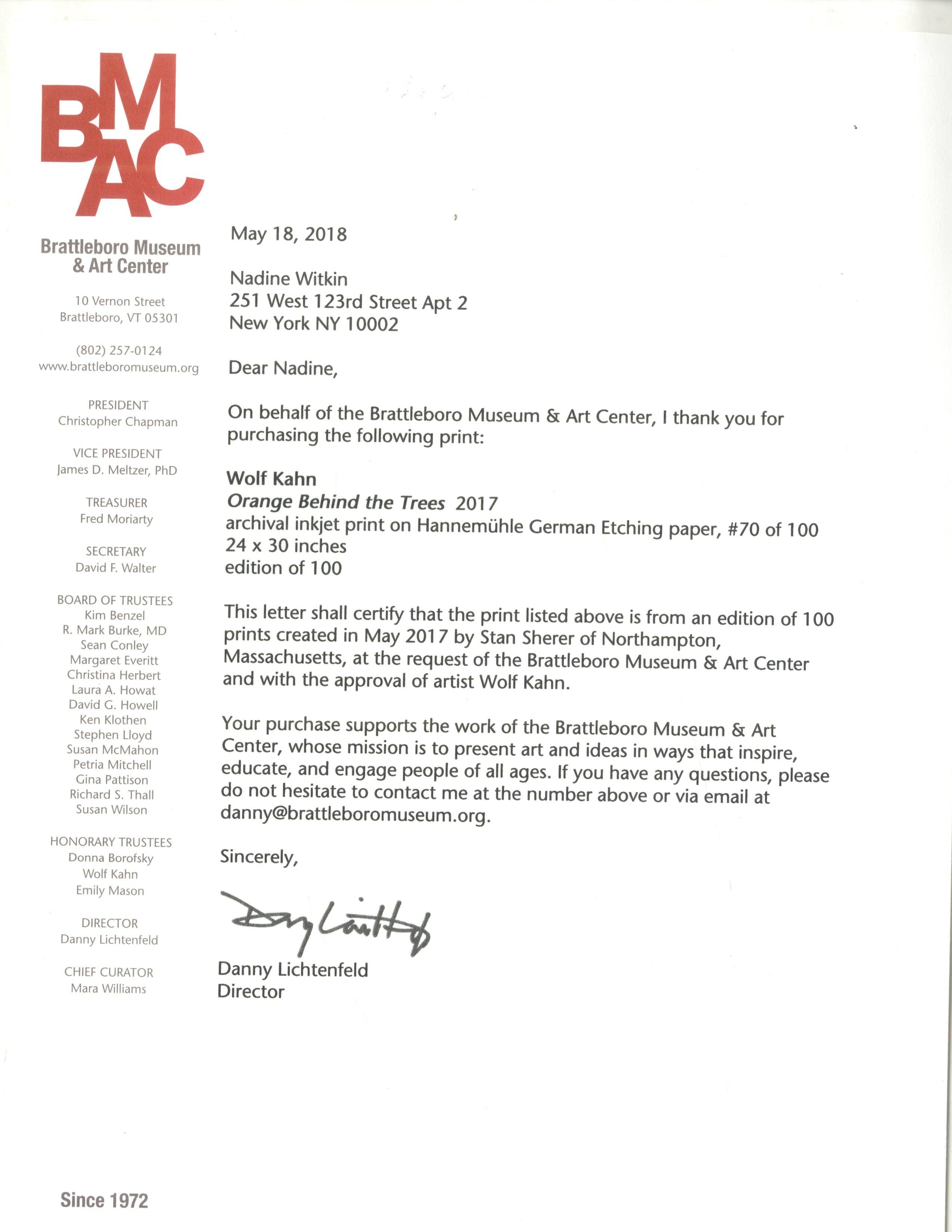 Orange Behind the Trees (with letter of authenticity from Museum Director) - Contemporary Print by Wolf Kahn