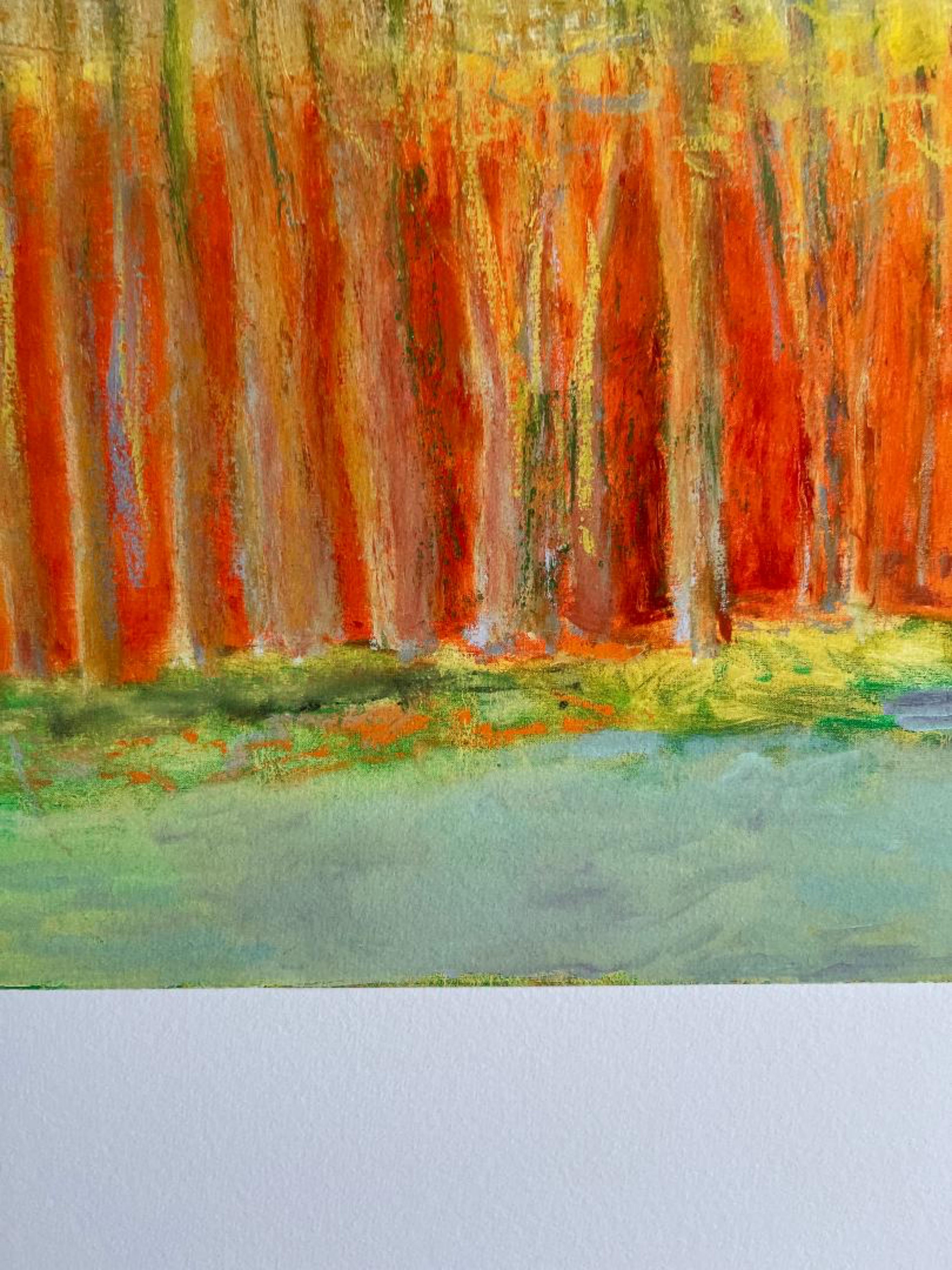 Orange Behind the Trees (with letter of authenticity from Museum Director) - Blue Figurative Print by Wolf Kahn