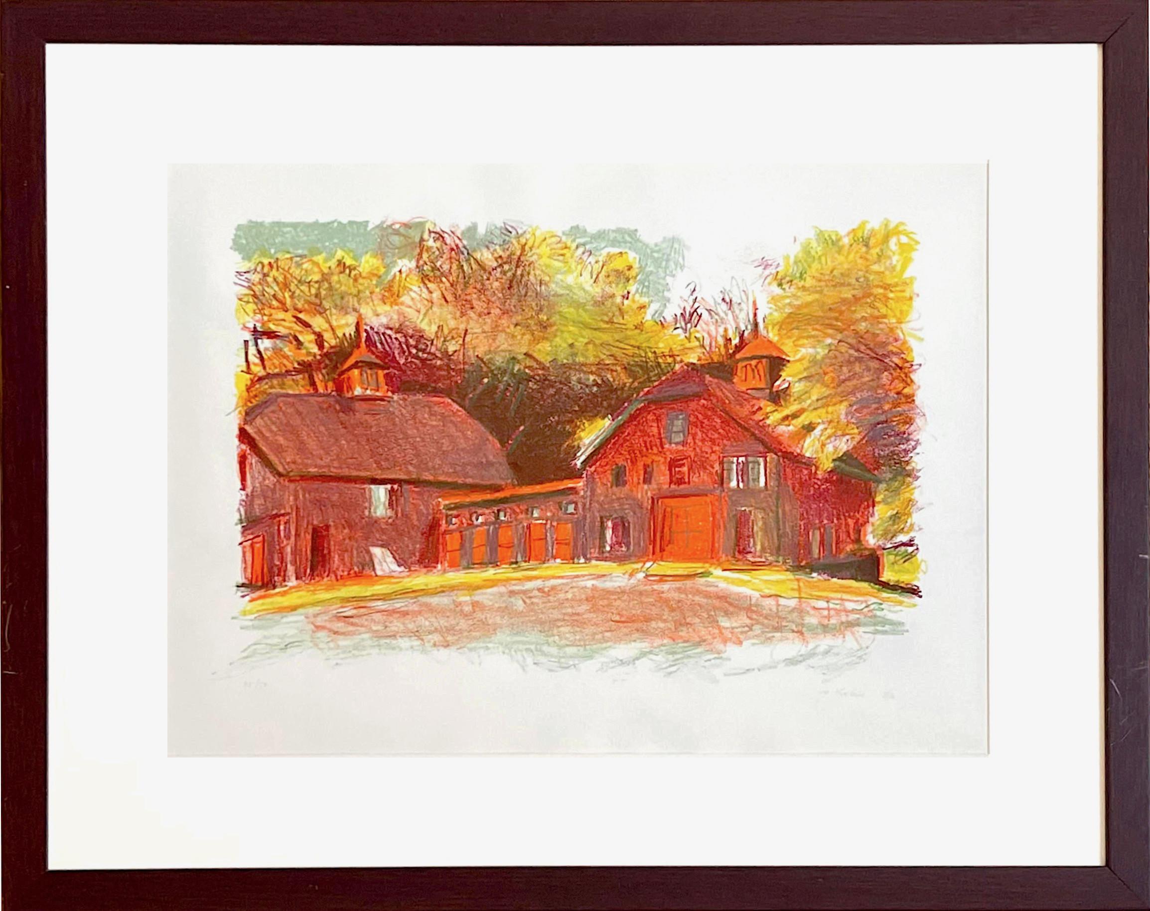 Red Barns - Print by Wolf Kahn
