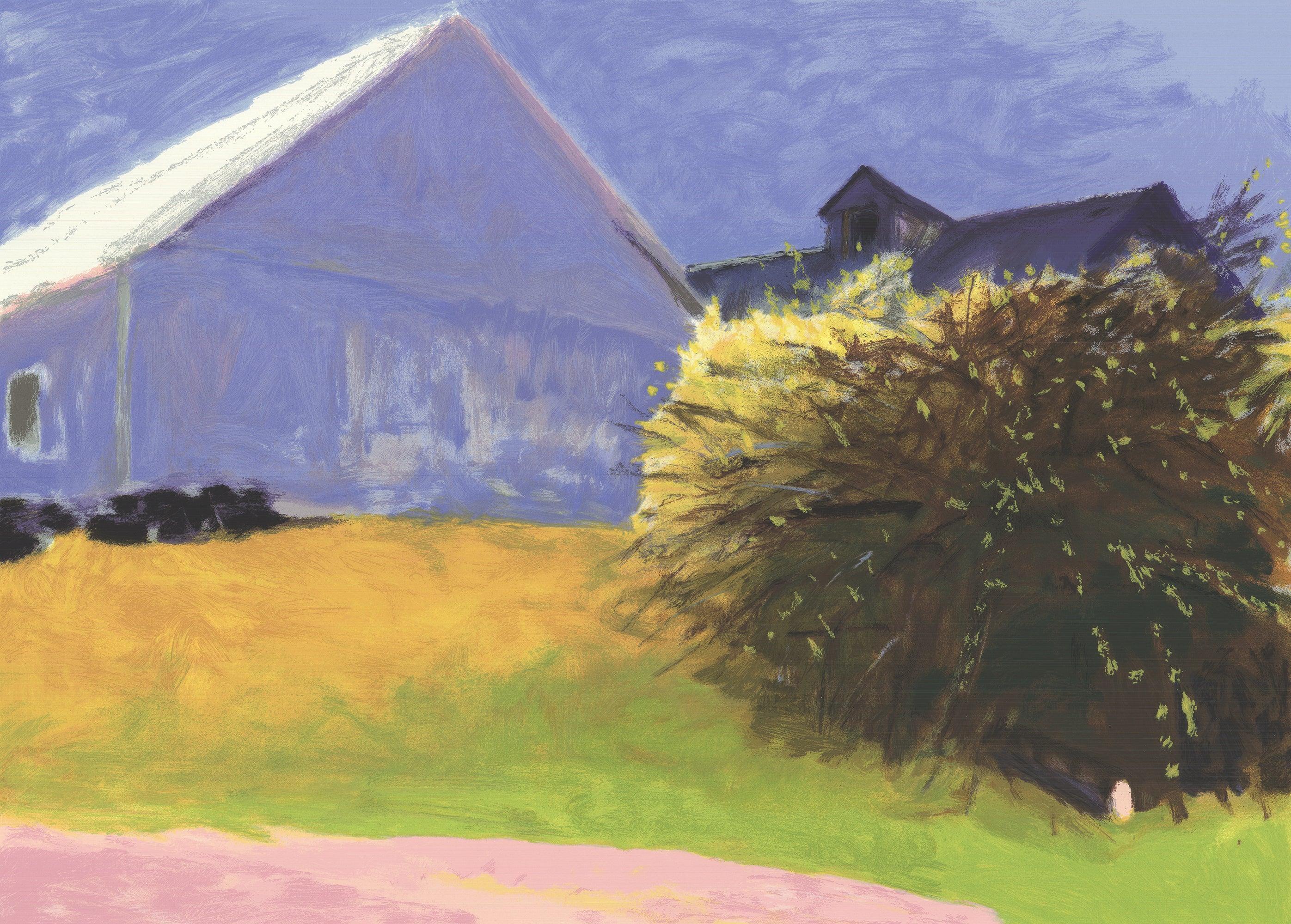 Wolf Kahn-Barn and Forsythia III-Signed For Sale 3