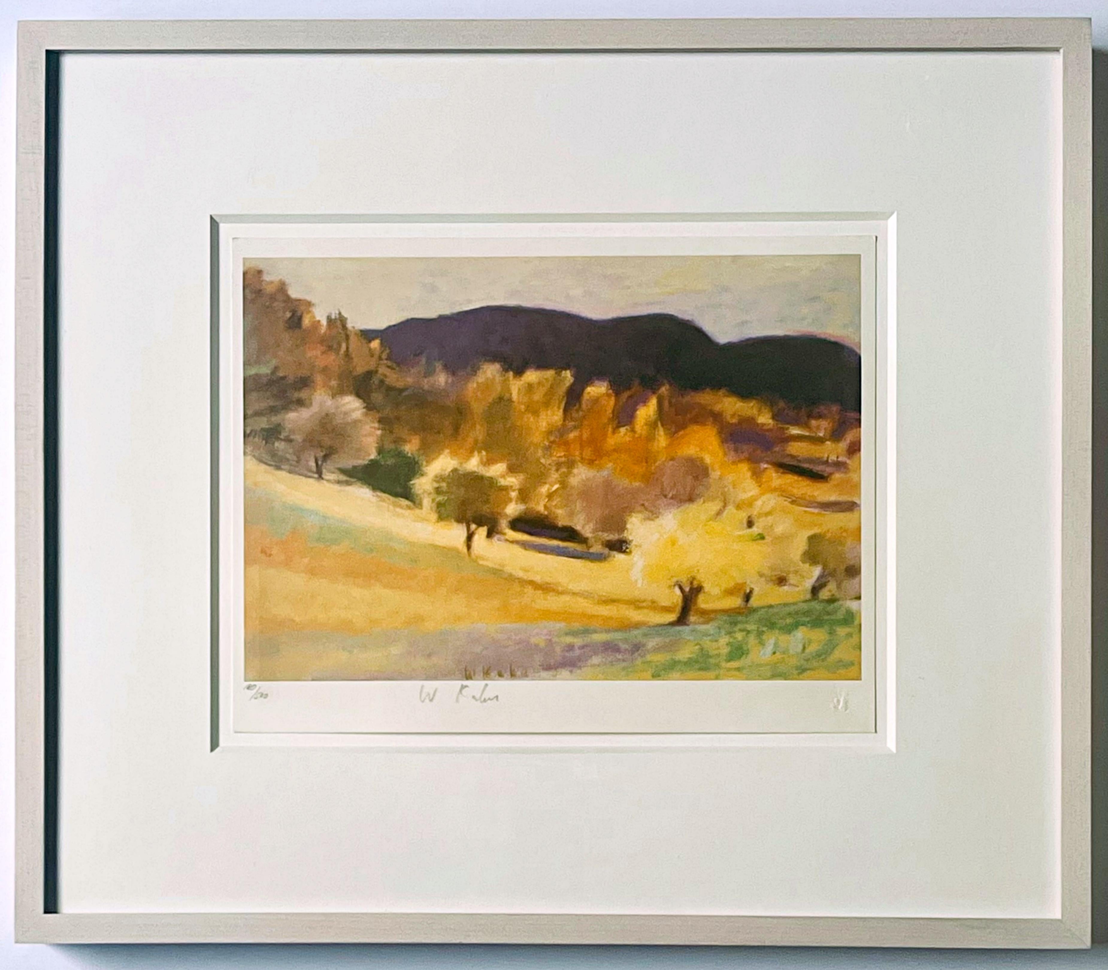 Wolf Kahn - Hillside in Early Summer, print for the United Nations (WFUNA)
Limited edition print commissioned by the World Federation of United Nations Associations (WFUNA)
Archival pigment print on 100% pure rag neutral pH fine art paper, Crestwood