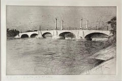 Wolf Kahn – Memorial Bridge, Springfield, Massachusetts, signiert, datiert und mit Widmung versehen, gerahmt