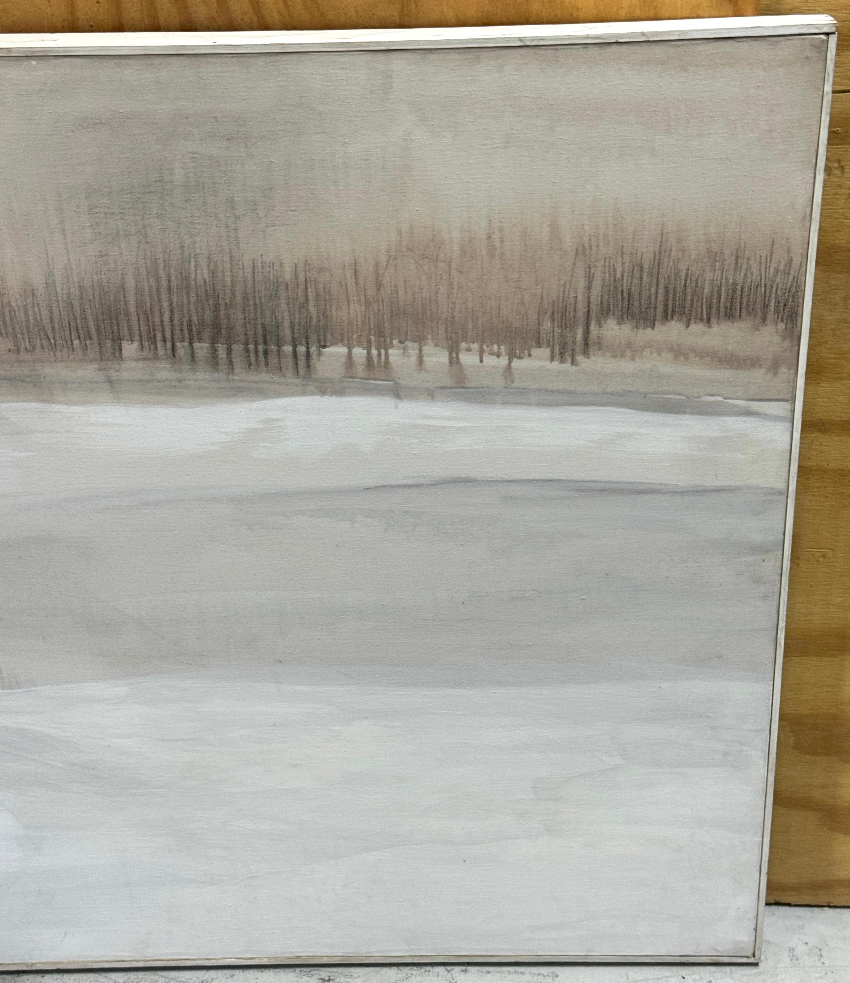 Wolf Kahn School Tonal Winter Landscape, Circa 1980s In Good Condition For Sale In West Palm Beach, FL