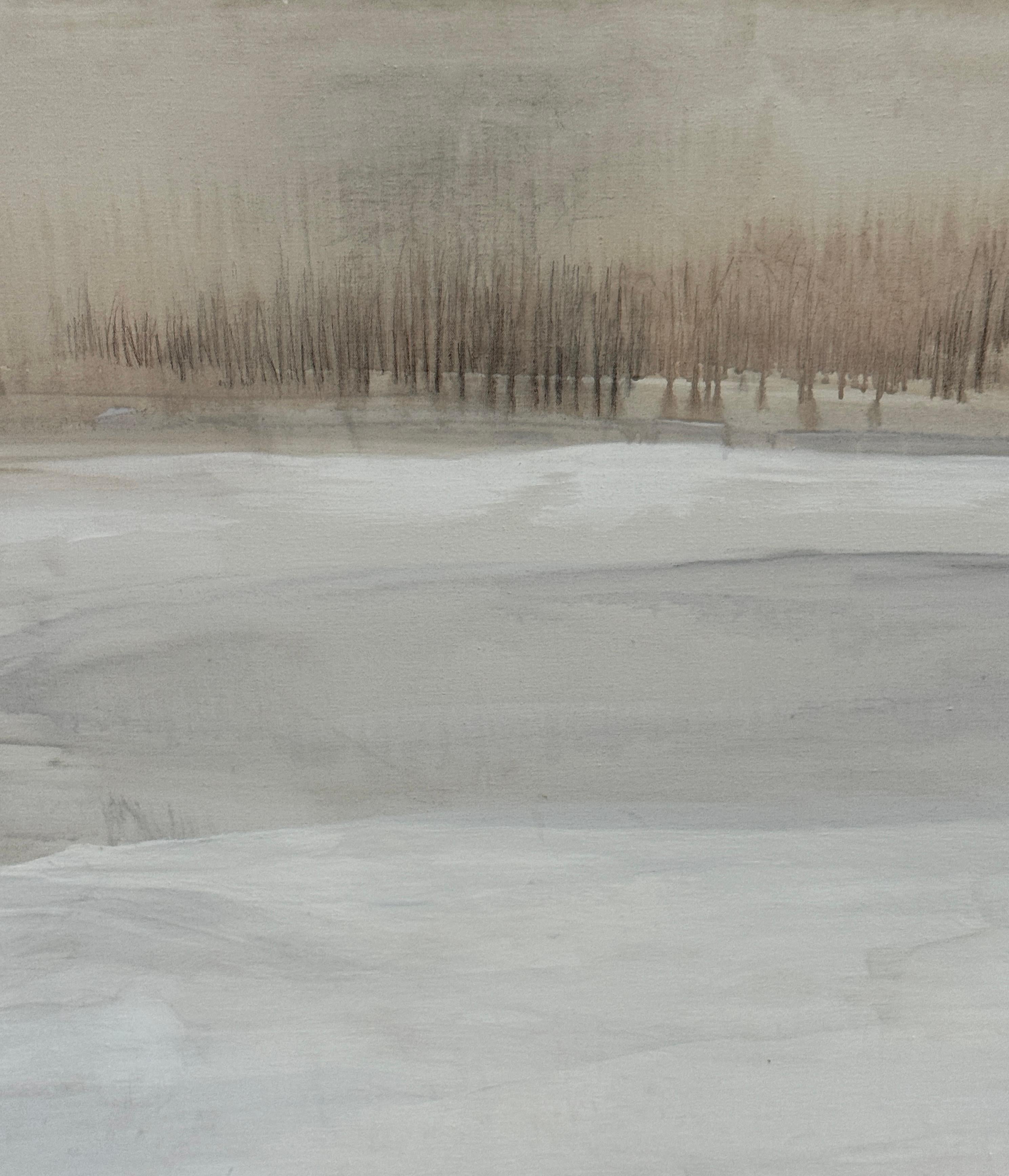 Canvas Wolf Kahn School Tonal Winter Landscape, Circa 1980s For Sale