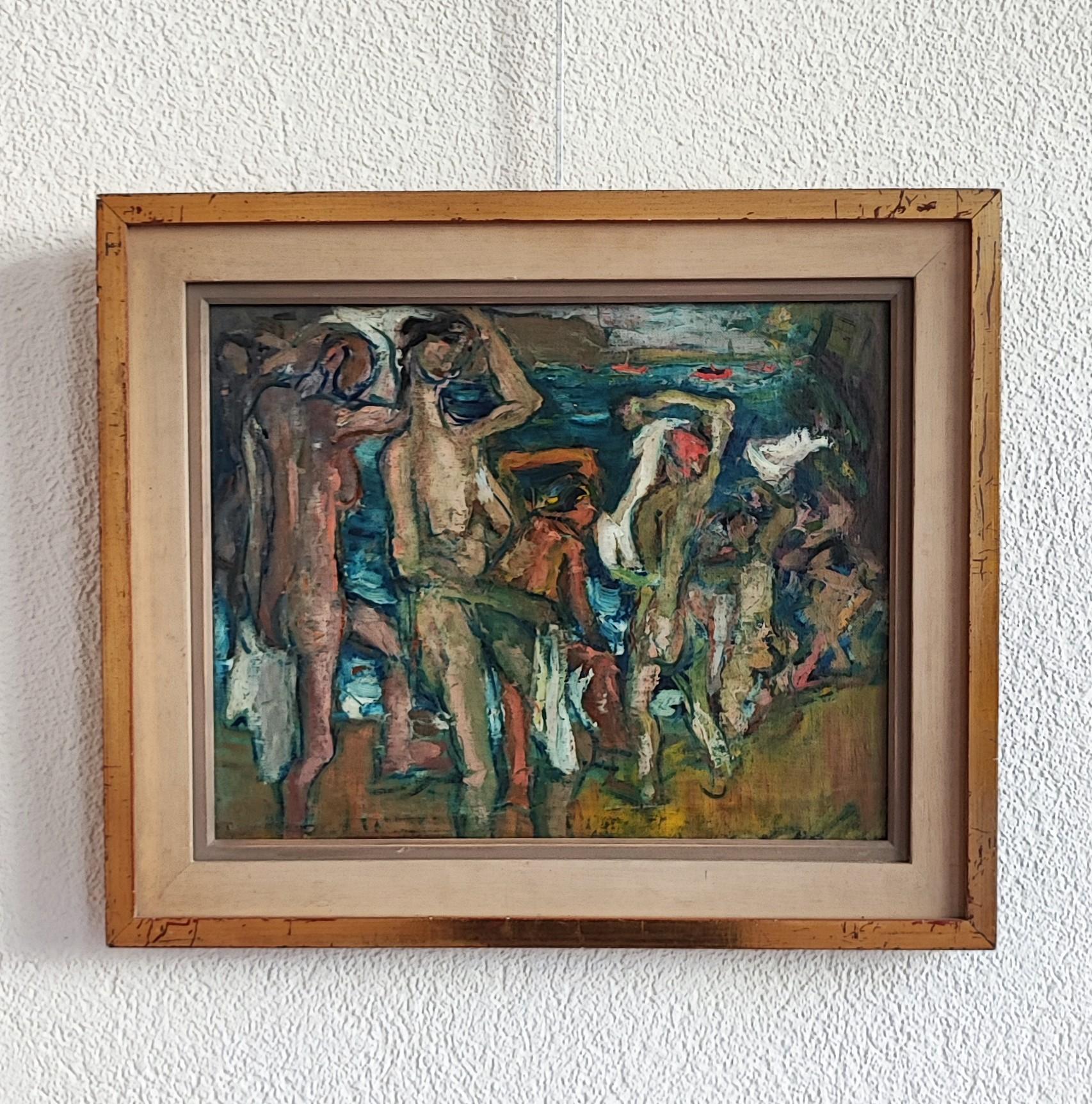 Scene with naked figures - Painting by Wolf KIBEL