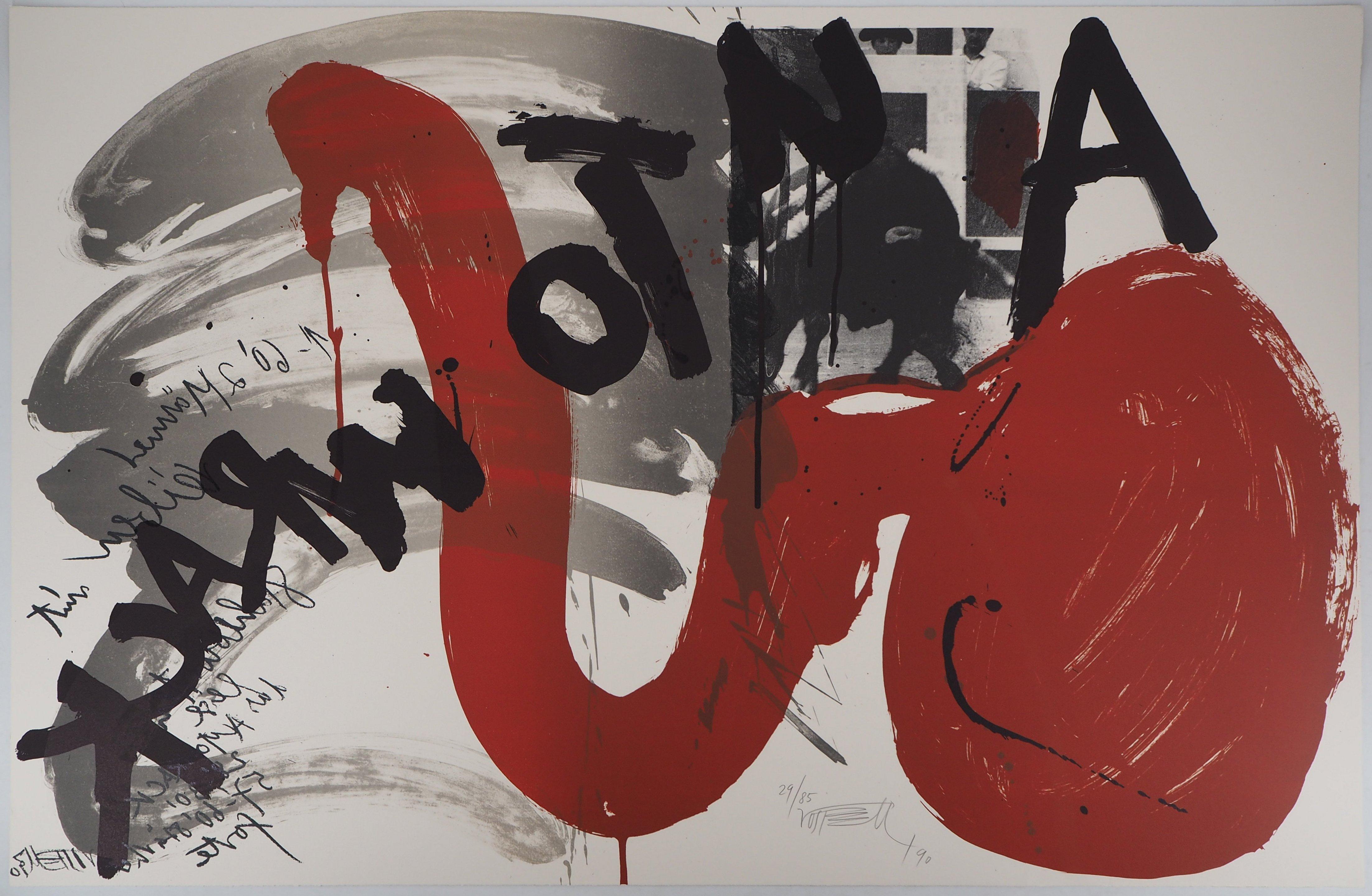 Figurative Print di Wolf Vostell - L'urlo - Litografia originale firmata - 85 ex (Fluxus)
