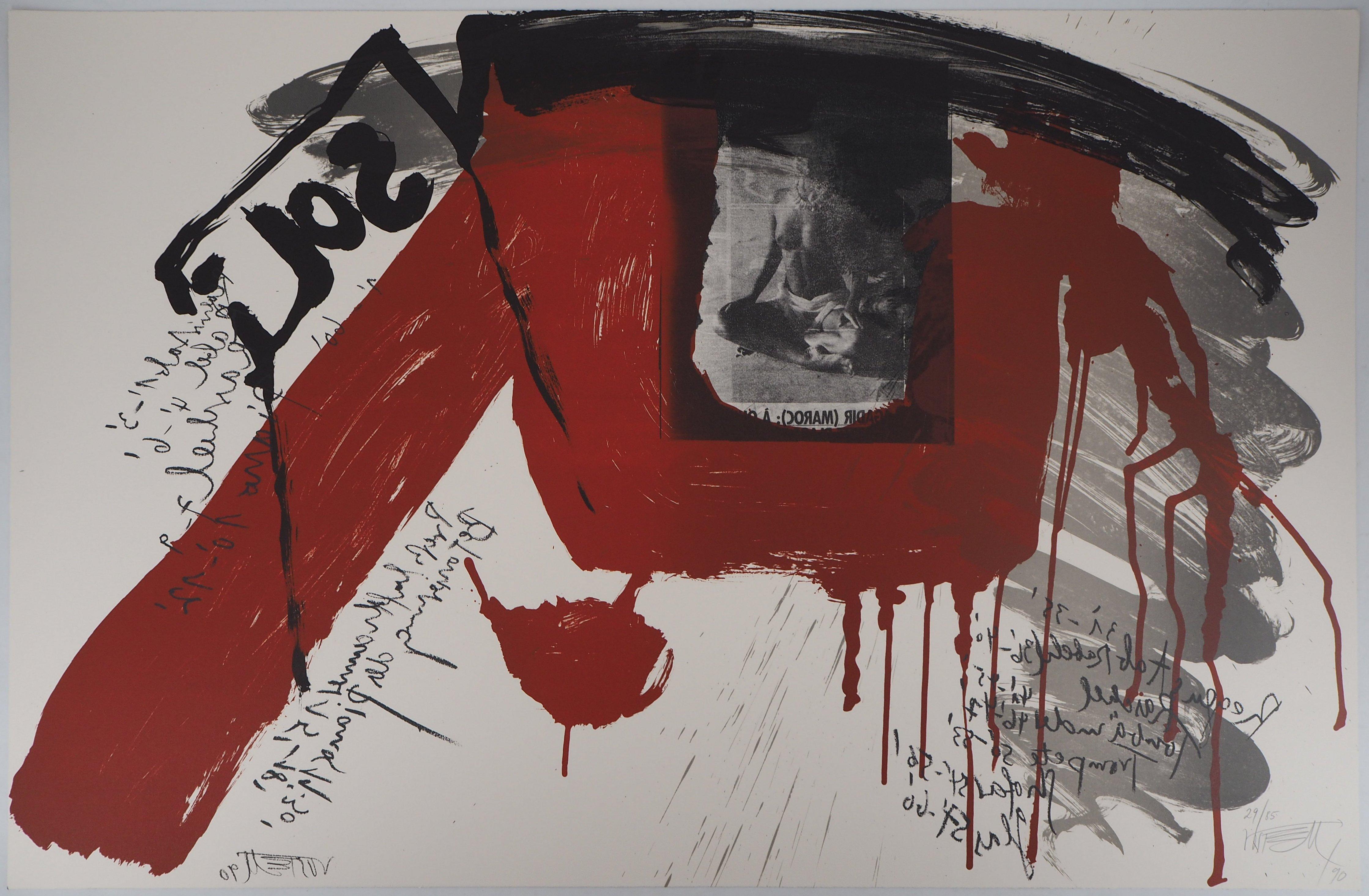 Wolf Vostell Figurative Print - The Scream,  The Ground - Original handsigned lithograph - Ltd 85 cop (Fluxus)