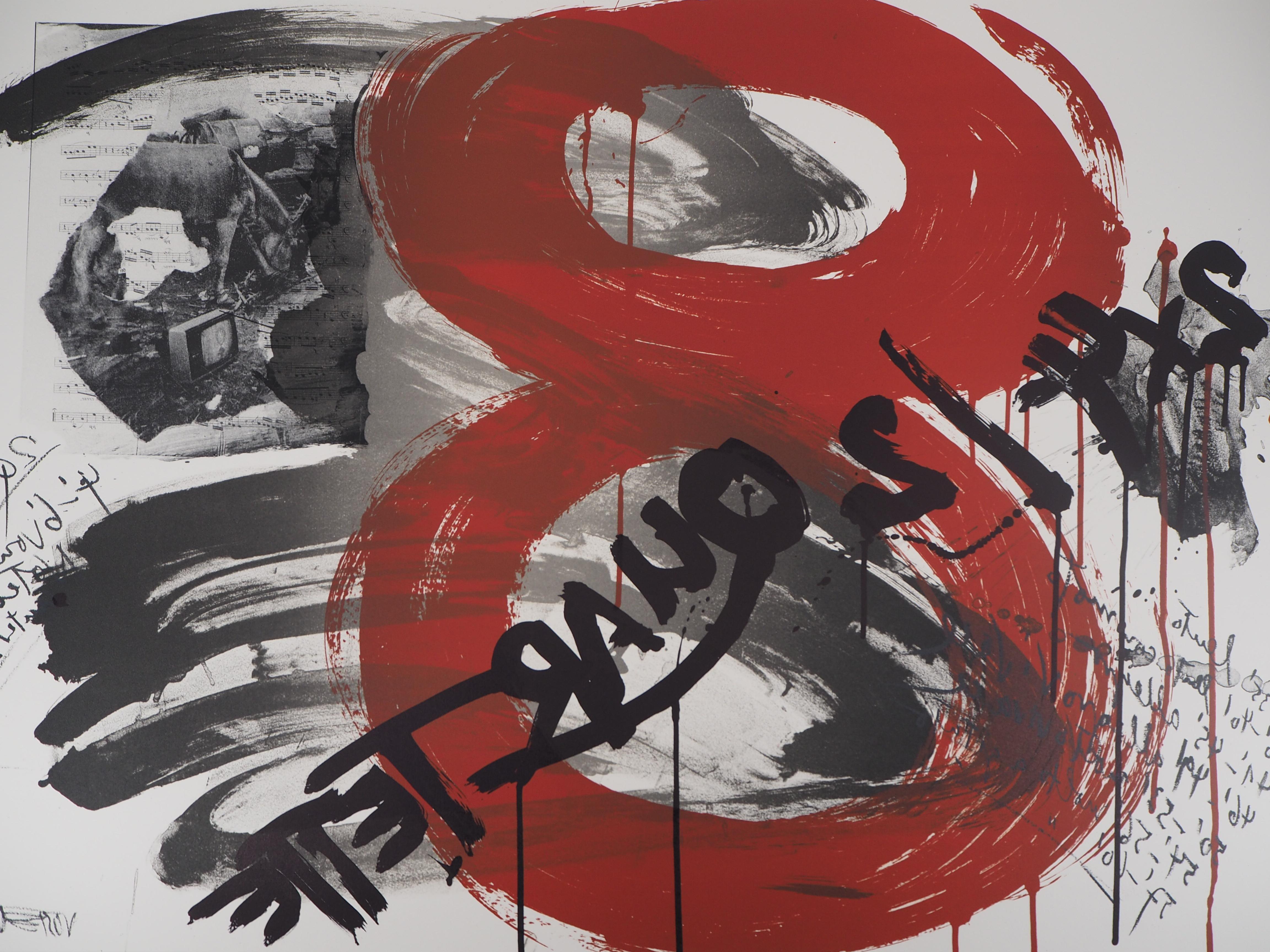 L'urlo,  The Quartet - Litografia originale firmata - Ltd 85 cop (Fluxus) - Print di Wolf Vostell