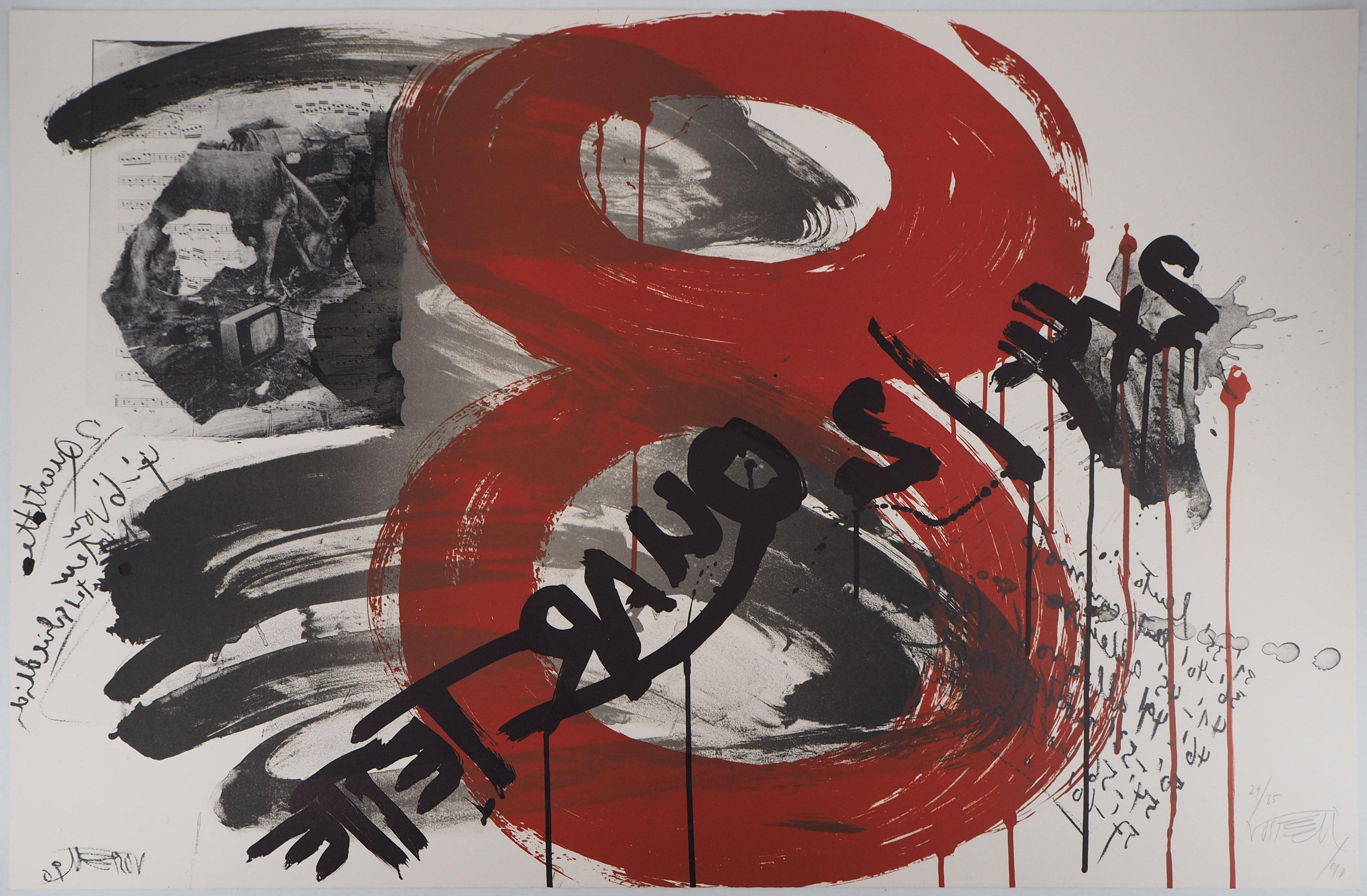 Abstract Print di Wolf Vostell - L'urlo,  The Quartet - Litografia originale firmata - Ltd 85 cop (Fluxus)