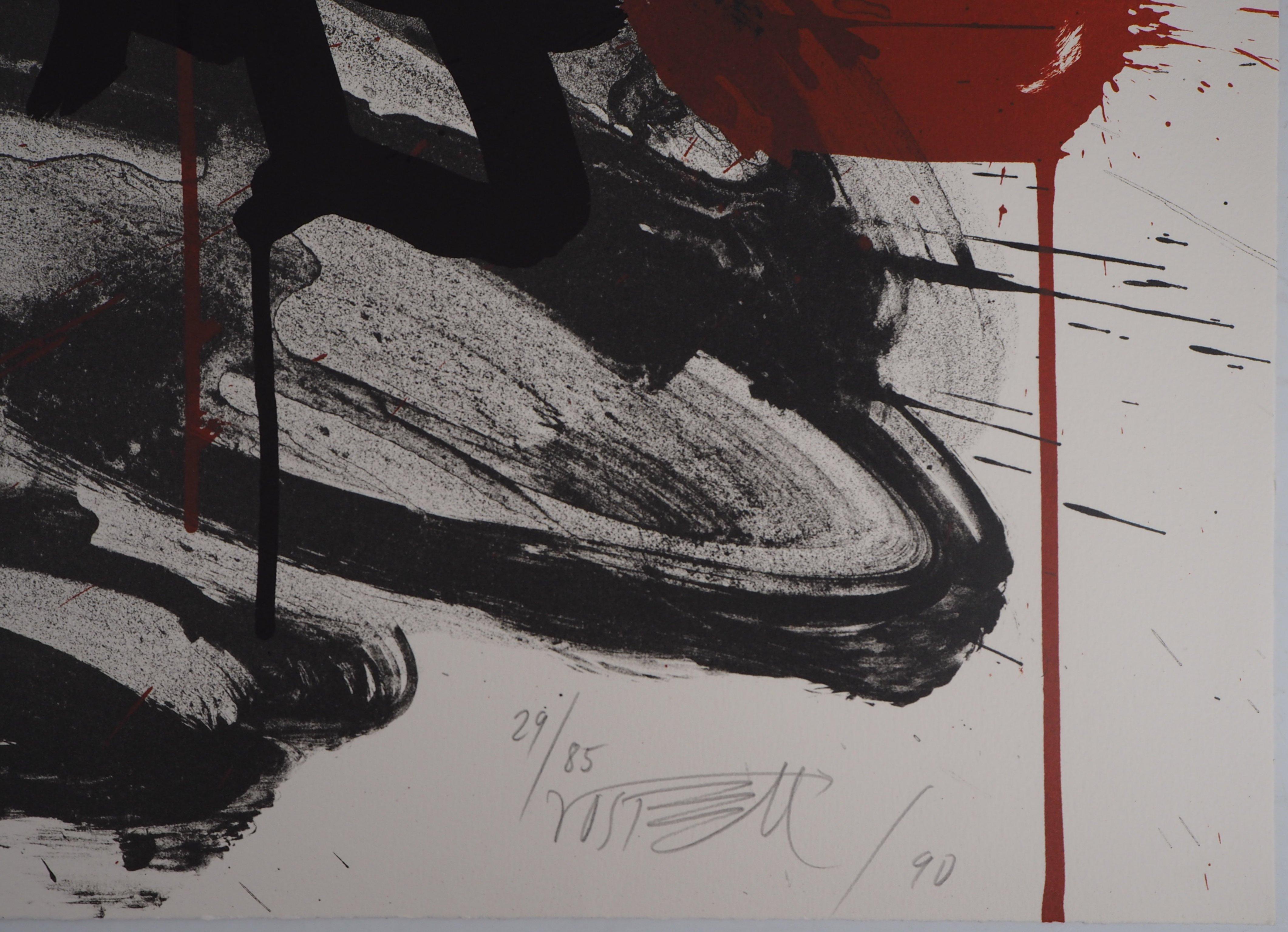 El Grito,  El Torero - Litografía original firmada a mano - Ltd 85 cop (Fluxus) - Print Contemporáneo de Wolf Vostell