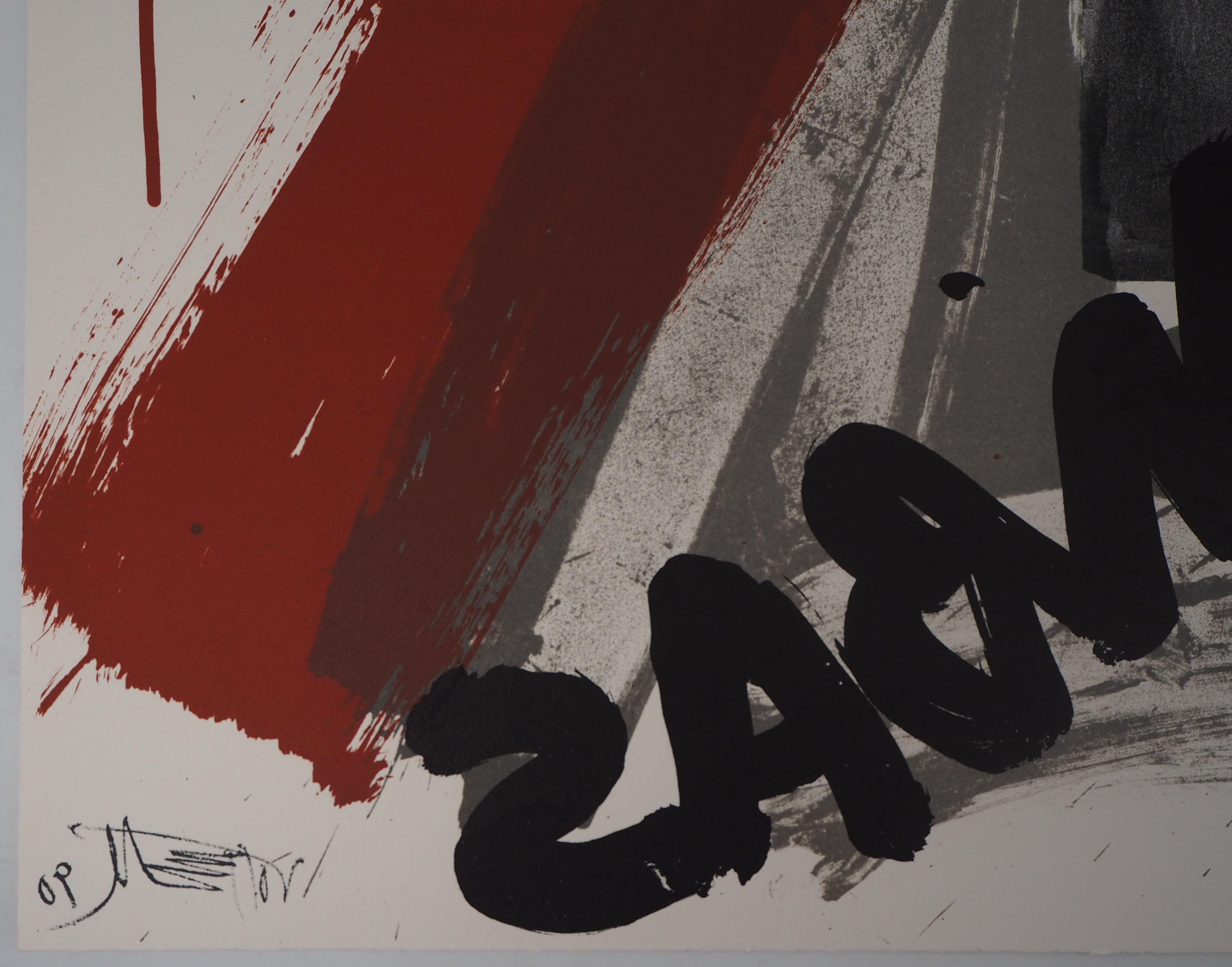 El Grito,  El Torero - Litografía original firmada a mano - Ltd 85 cop (Fluxus) - Figurative Print Gris de Wolf Vostell