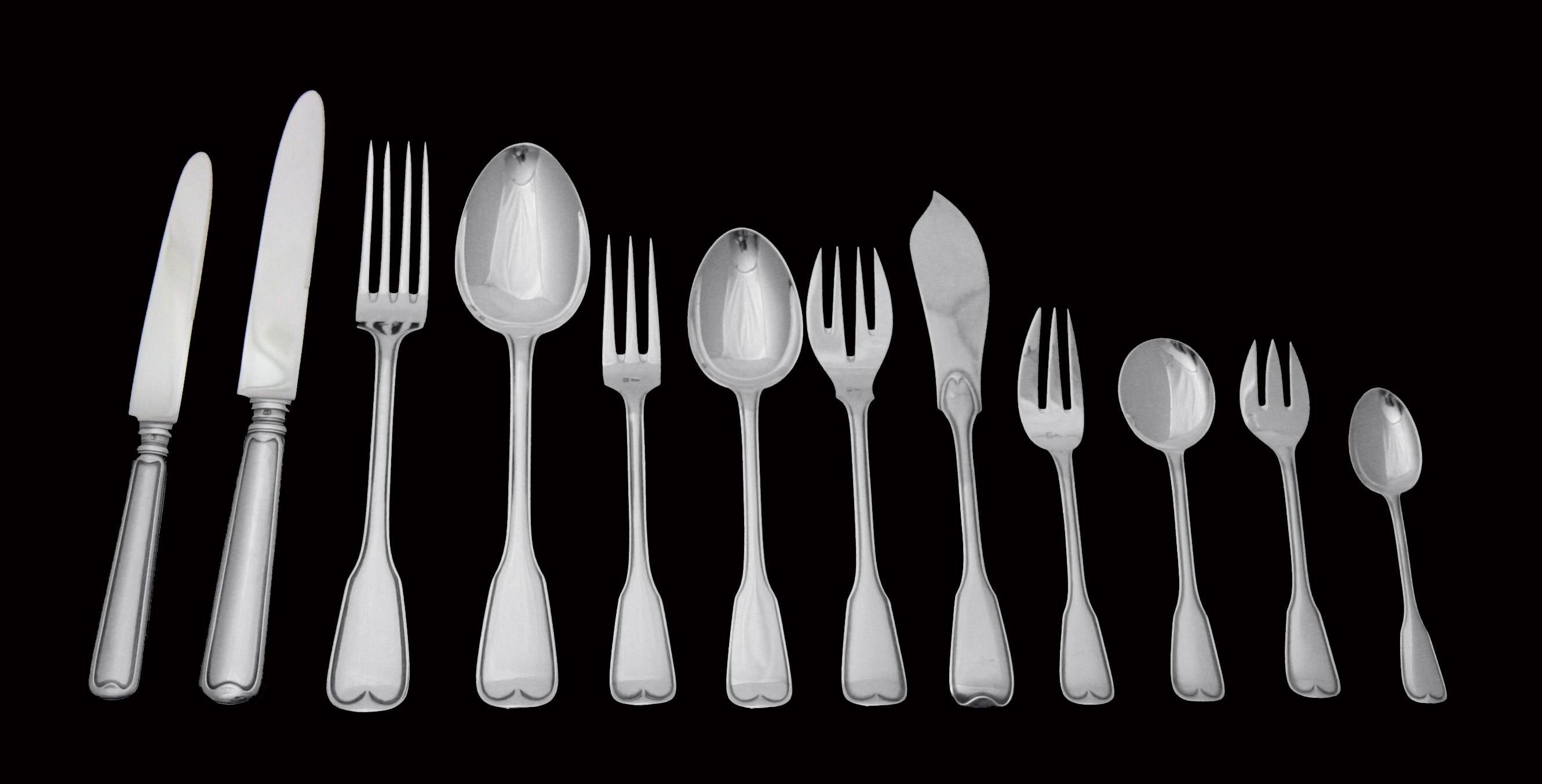 Direct from a Private Residence in Monte Carlo, A Magnificent 256pc. 19th Century 835 Silver Flatware Set in Near New Condition by Belgium's Premier Silversmiths 