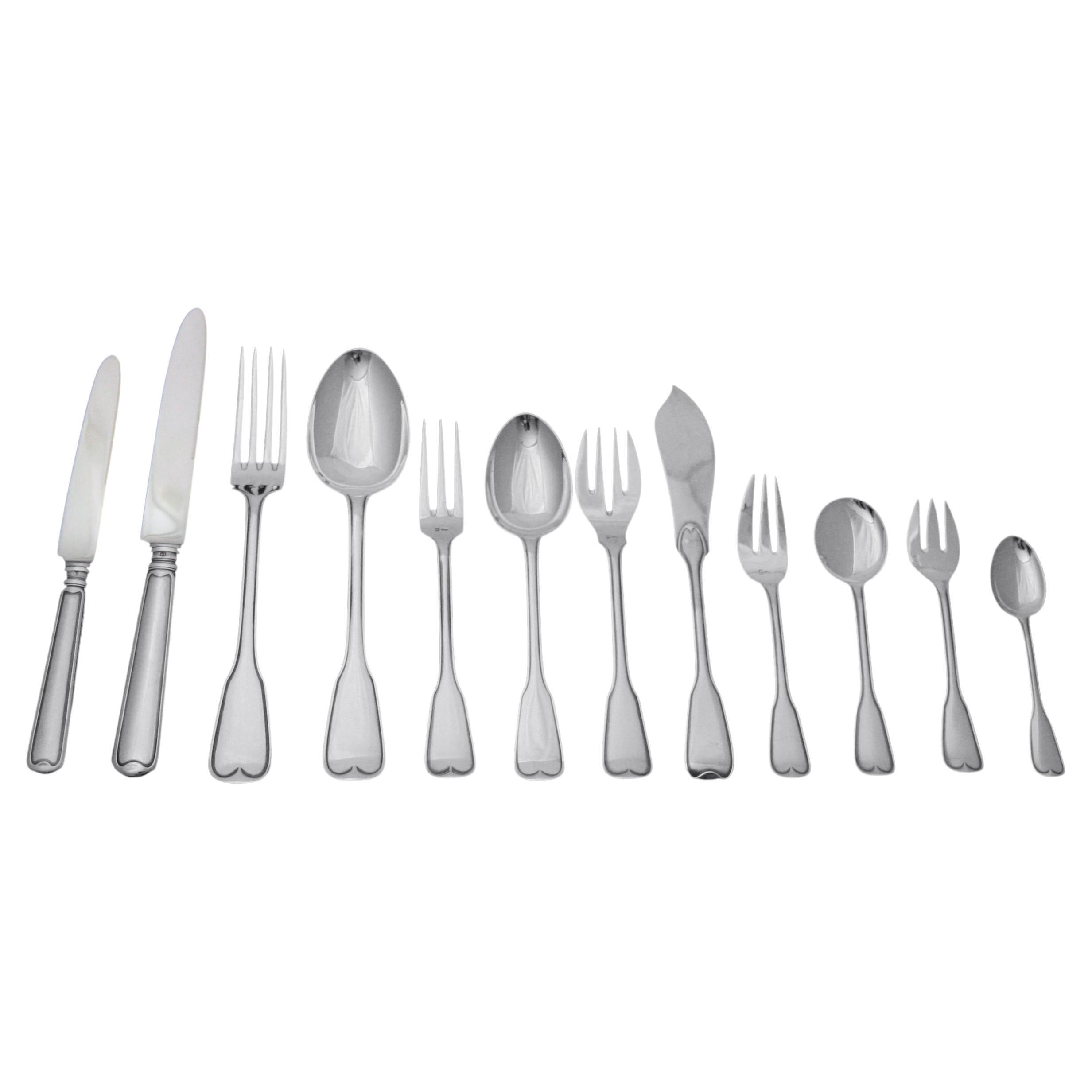 Wolfers - 256pc. 835 Silver Belgium Flatware Set, 23 Serving Pieces + Cabinet For Sale