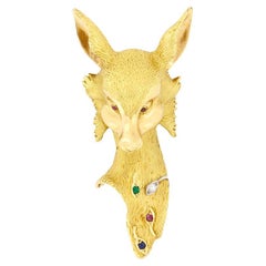 Retro Wolfers Freres Diamond, Ruby, Sapphire and Emerald Brooch, c.1950s