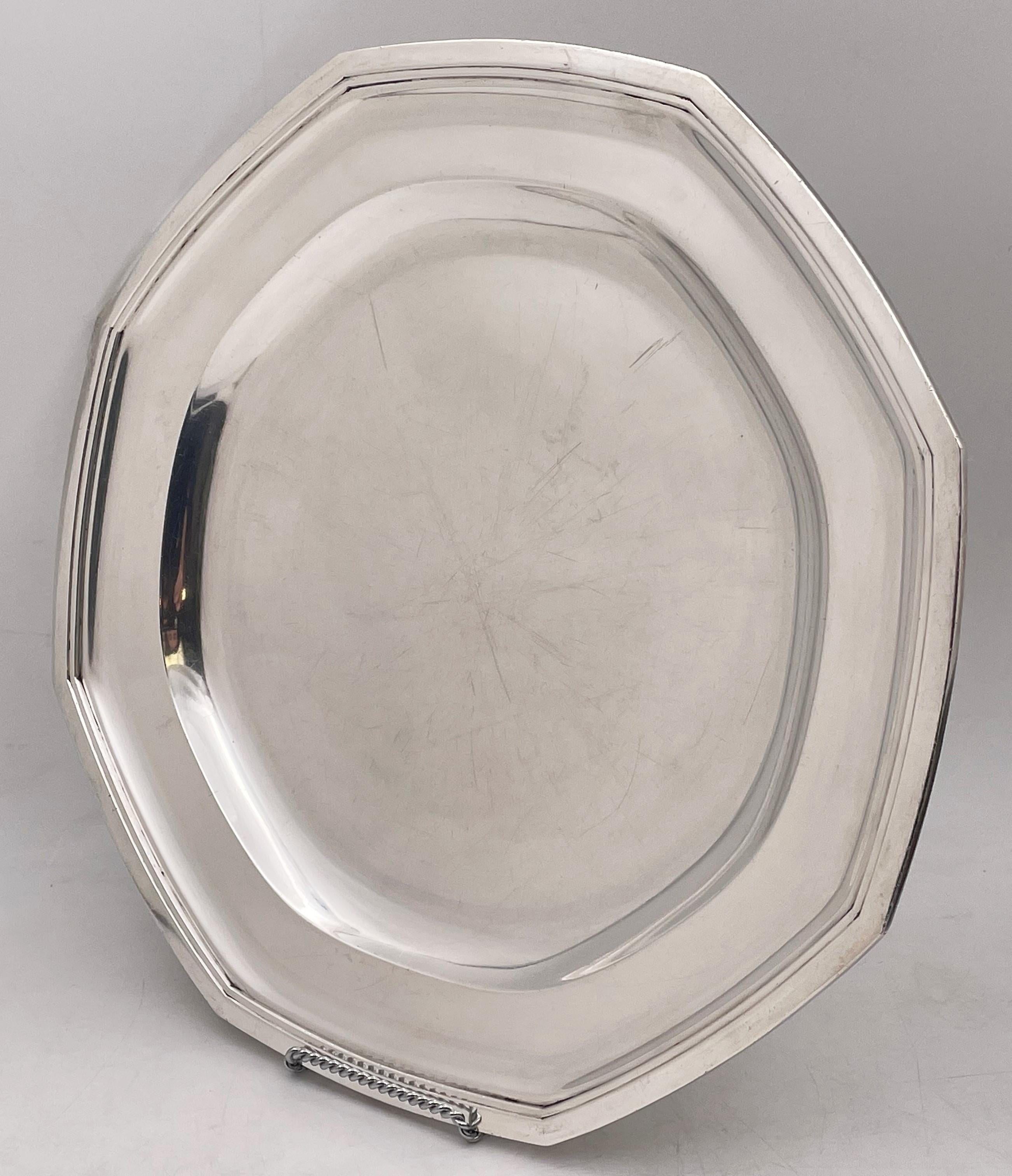 Wolfers Prestigious Belgian Silver Pair of Plates/ Dishes in Art Deco Style In Good Condition For Sale In New York, NY