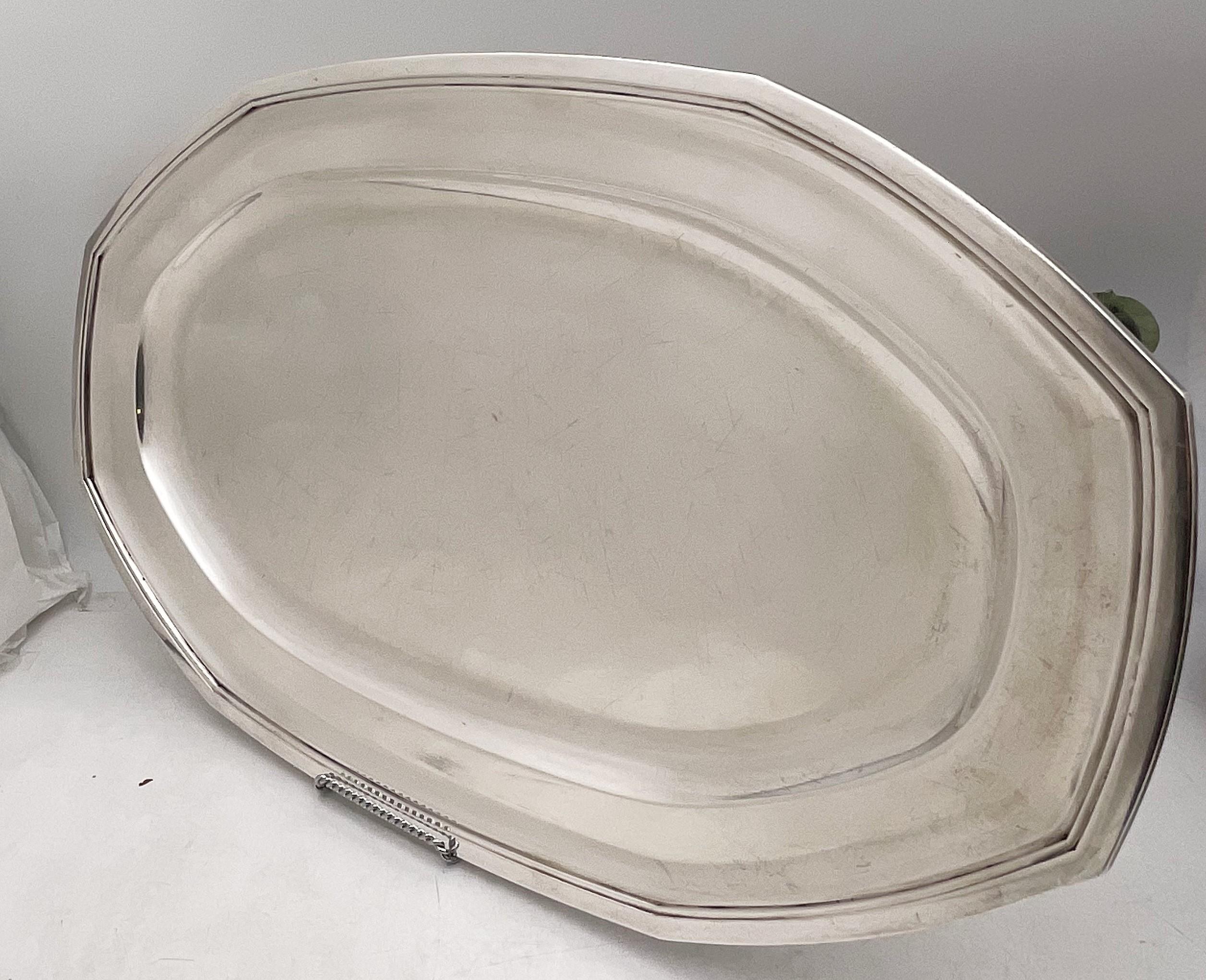 Wolfers Prestigious Belgian Silver Platter/ Tray in Art Deco Style In Good Condition For Sale In New York, NY