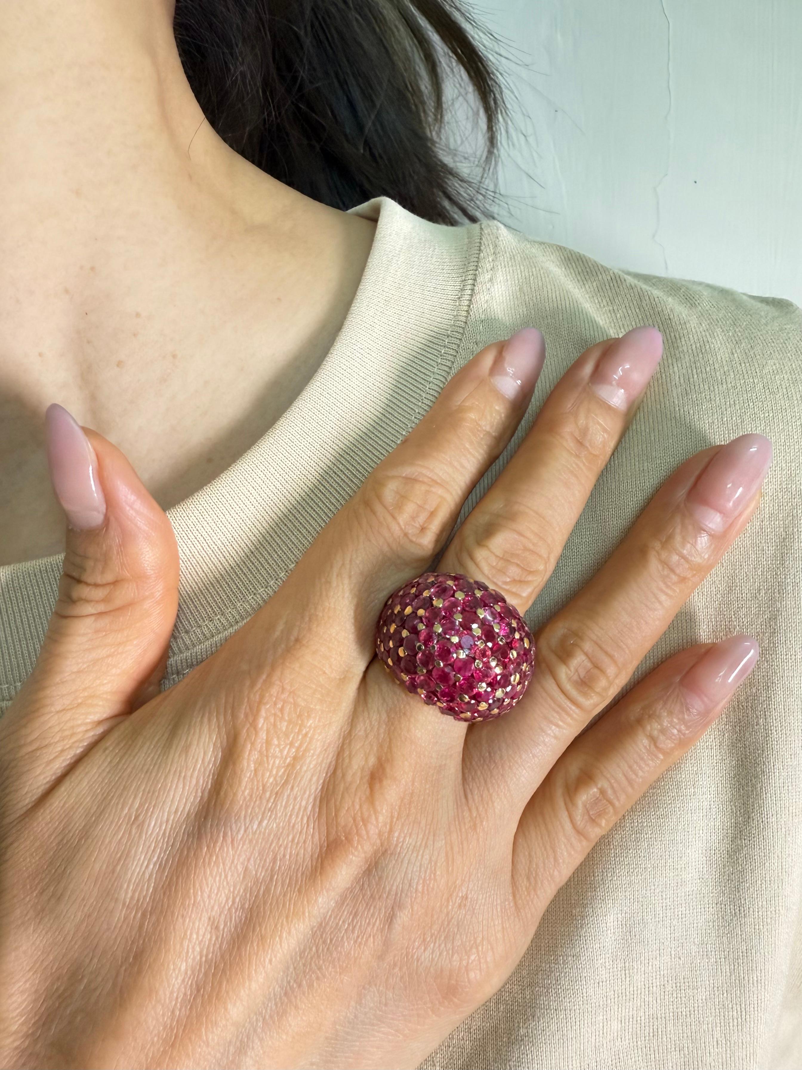 Anello Wolfers Vintage con rubini, zaffiri rosa e cupola in oro giallo. Sostanziale! in vendita 5